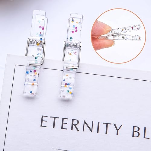 Miniatura 6 de Aylifu 100 pinzas de plástico transparente para ropa, clips de papel fotográfico brillante, clips de utilidad para manualidades, fiesta, adorno de