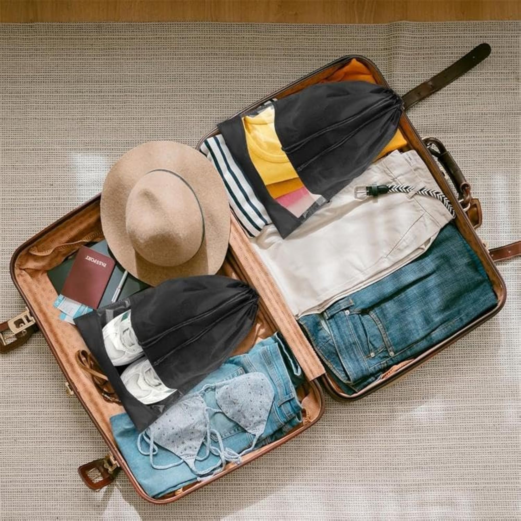 Shoe Bags for Travel & Storage with Drawstring Closure