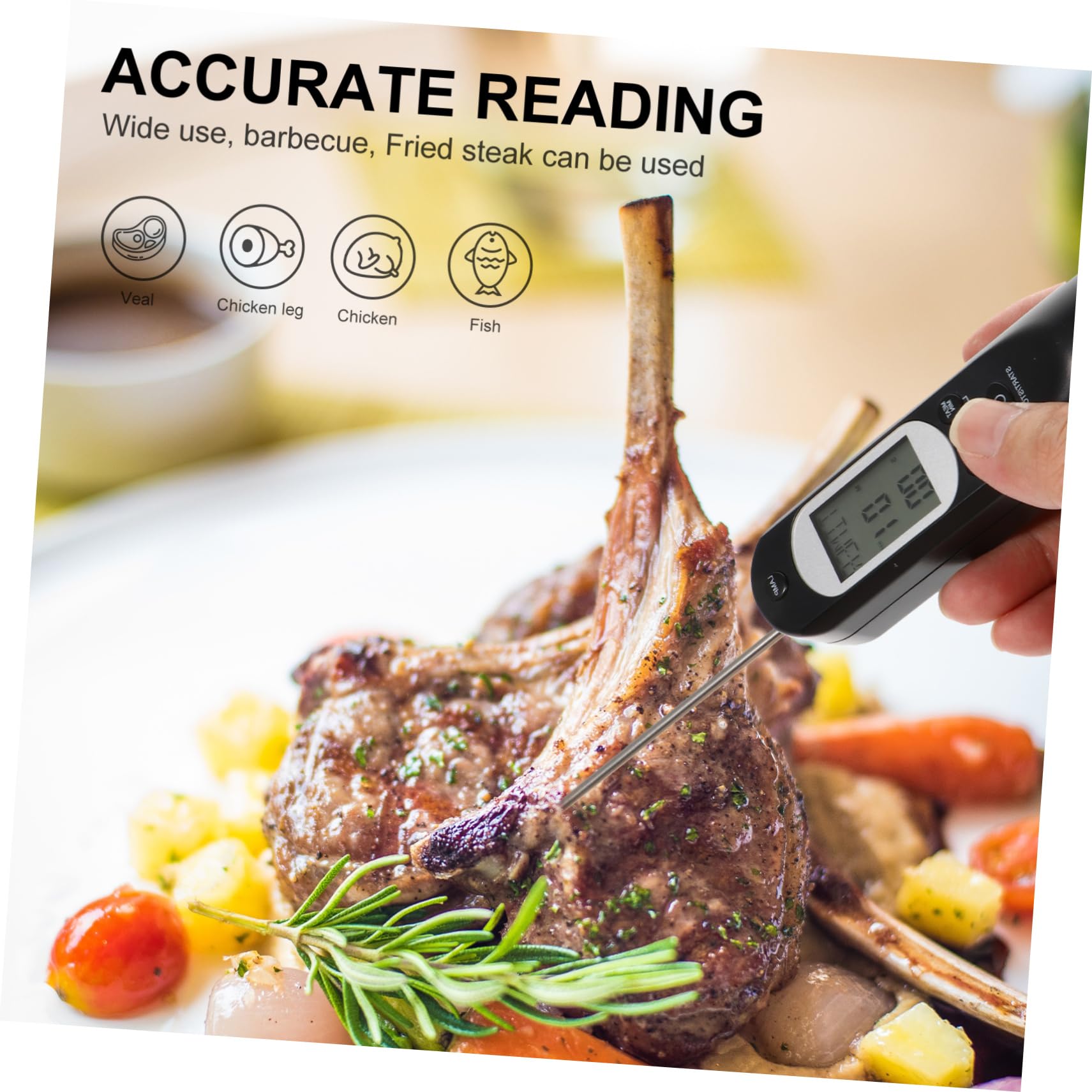 MAGICLULU 2 Juegos Termómetro Investigacion termometro digital para alimentos fumador comida digital termometro digital para cocina medidor de temperatura digital carne abdominales