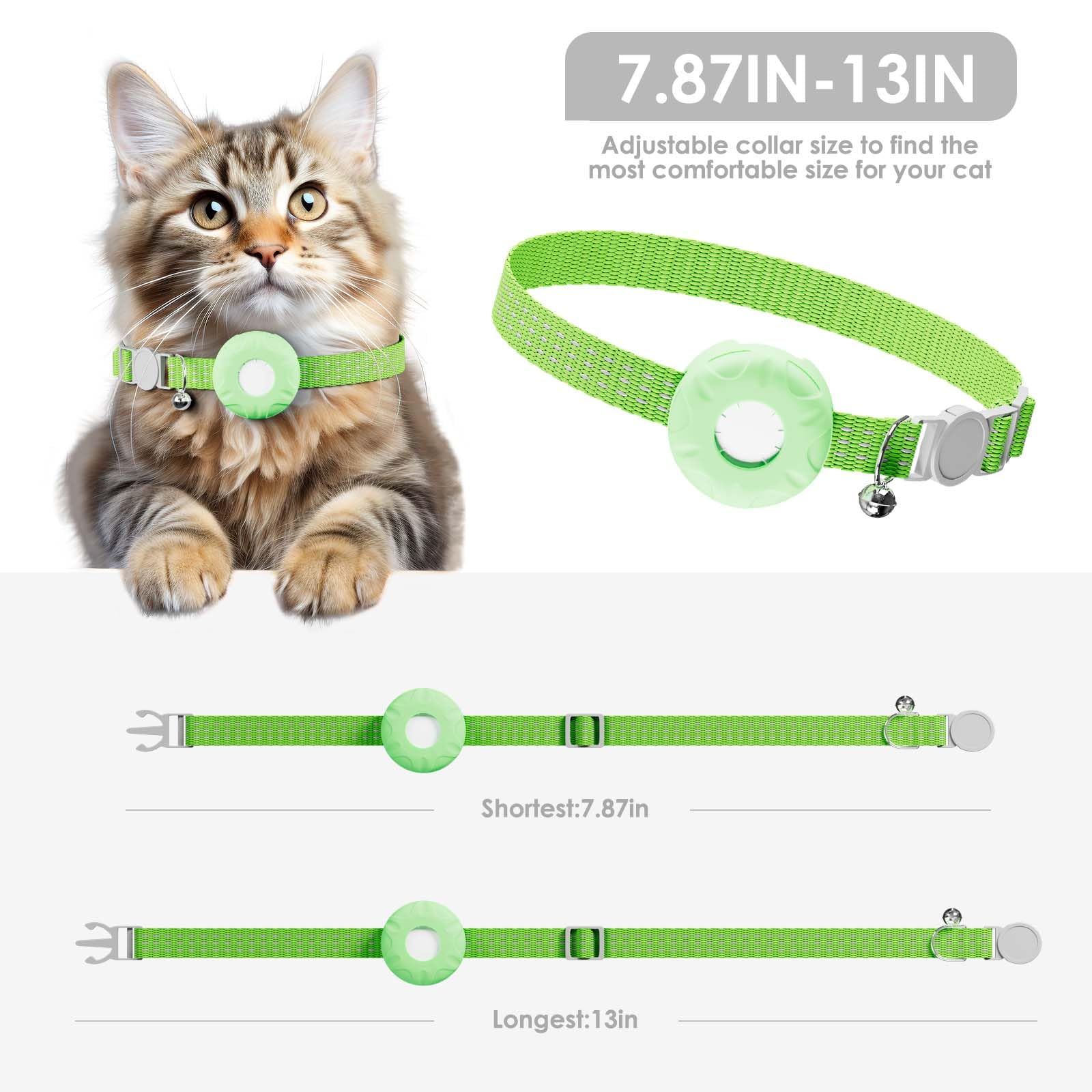 Rastreador GPS para gatos, collar rastreador de gatos con hebilla elástica de seguridad, compatible con Apple Find My App (solo iOS), sin tarifa mensual, impermeable (rastreador blanco, collar