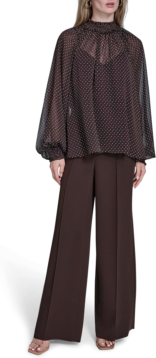 BCBG Womens Long Sleeeve Smocked Blouse - Image 2