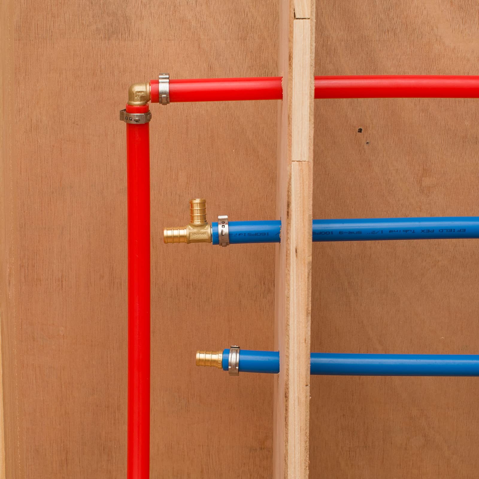Accesorios PEX (24 Piezas), Codo de 90 Grados (8) + te (8) + Acoplamiento Recto (8), Conjunto de Accesorios de engaste de latón para conexión de tuberías PEX, ASTM F1807