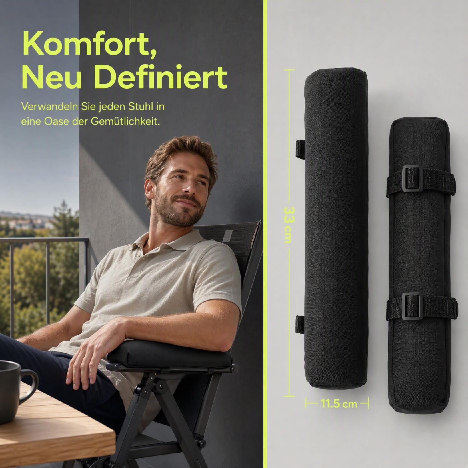 Armlehnenpolster FüR CampingstüHle 1 Paar Schwarz
