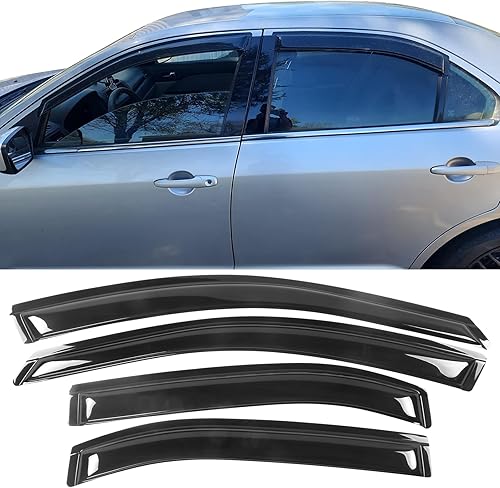 Miniatura 2 de IKON MOTORSPORTS - Visera de ventana compatible con Ford Fusion 2006-2012, estilo delgado, acrílico, tintado y semitransparente, 4 unidades,