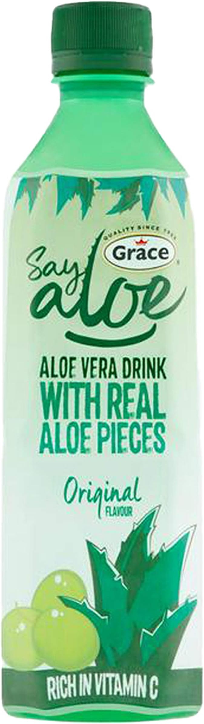 12 x 500ml Real Aloe Vera Pieces Drink Juice Vitamin C Mineral