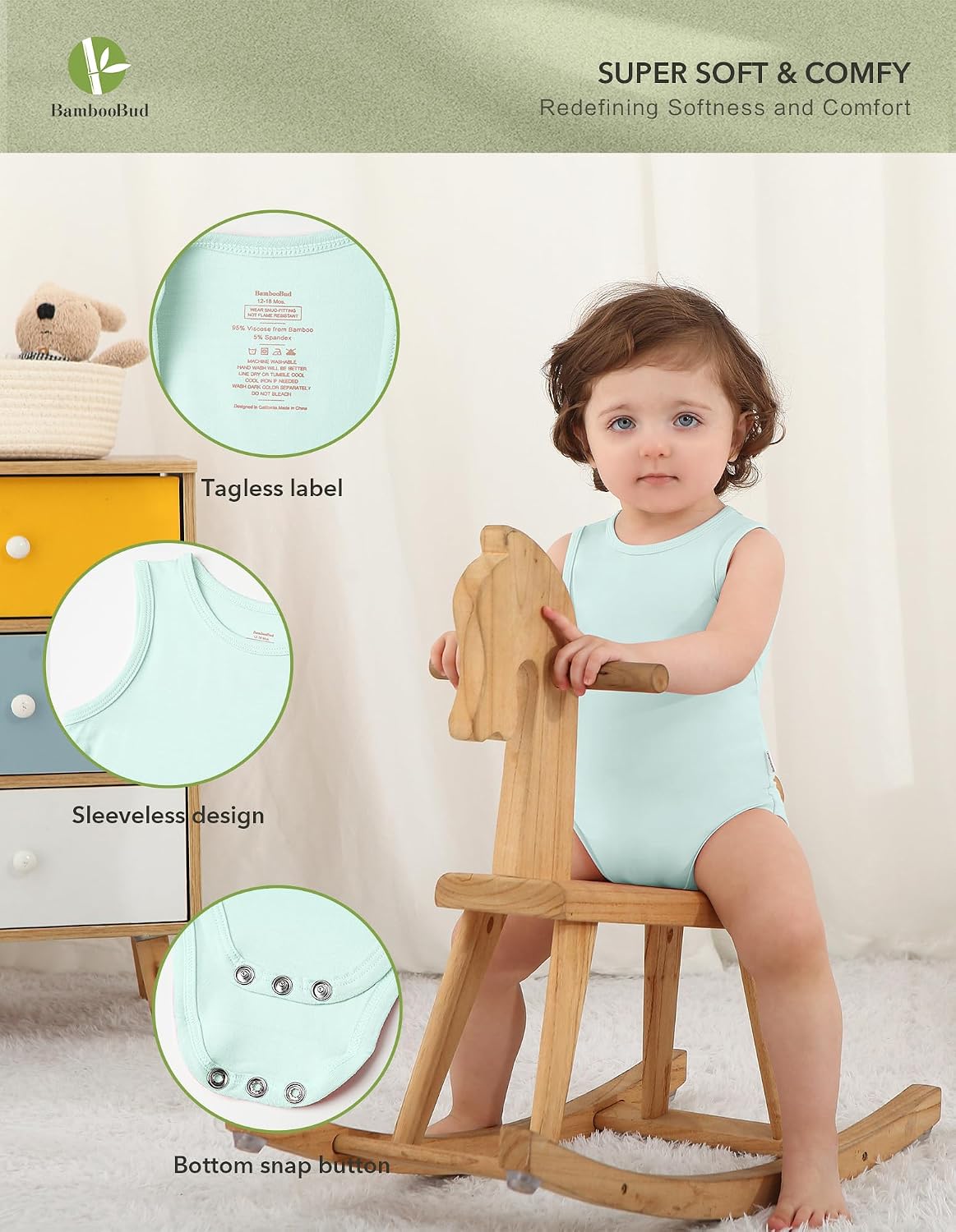 Baby Boy Girls Sleeveless Bodysuits Ultra Soft Tank Pajamas Infant Unisex Sleepwear image 2