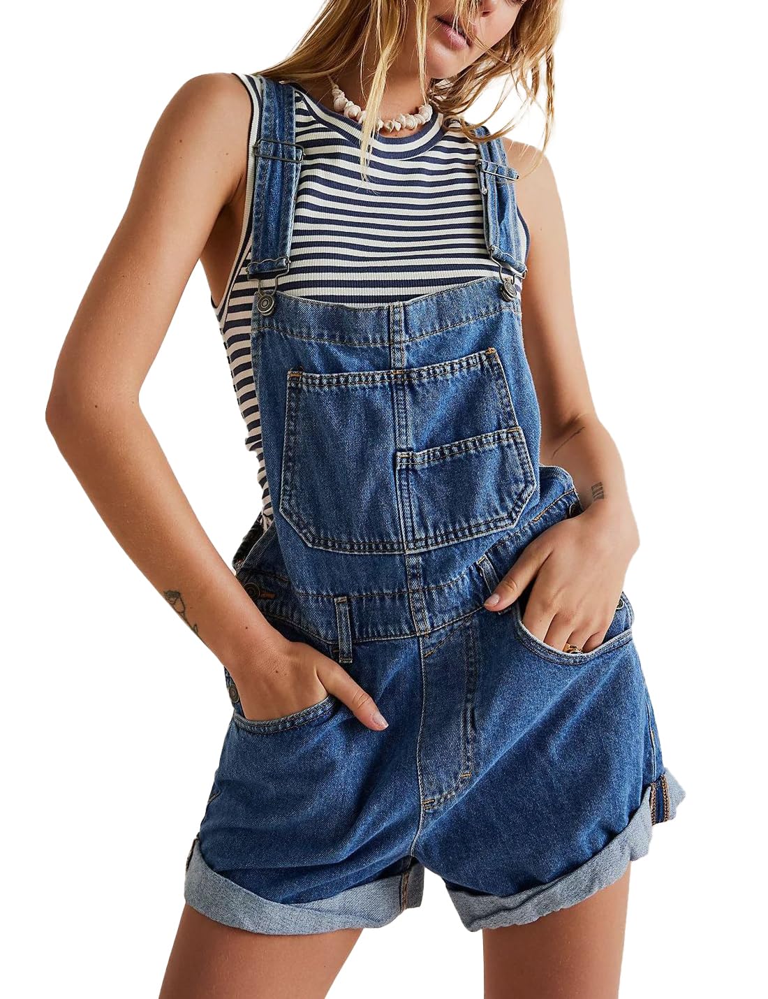 Sukany Pantaloncini da donna casual in denim con spalline regolabili salopette salopette jeans shortalls pagliaccetto pantaloni