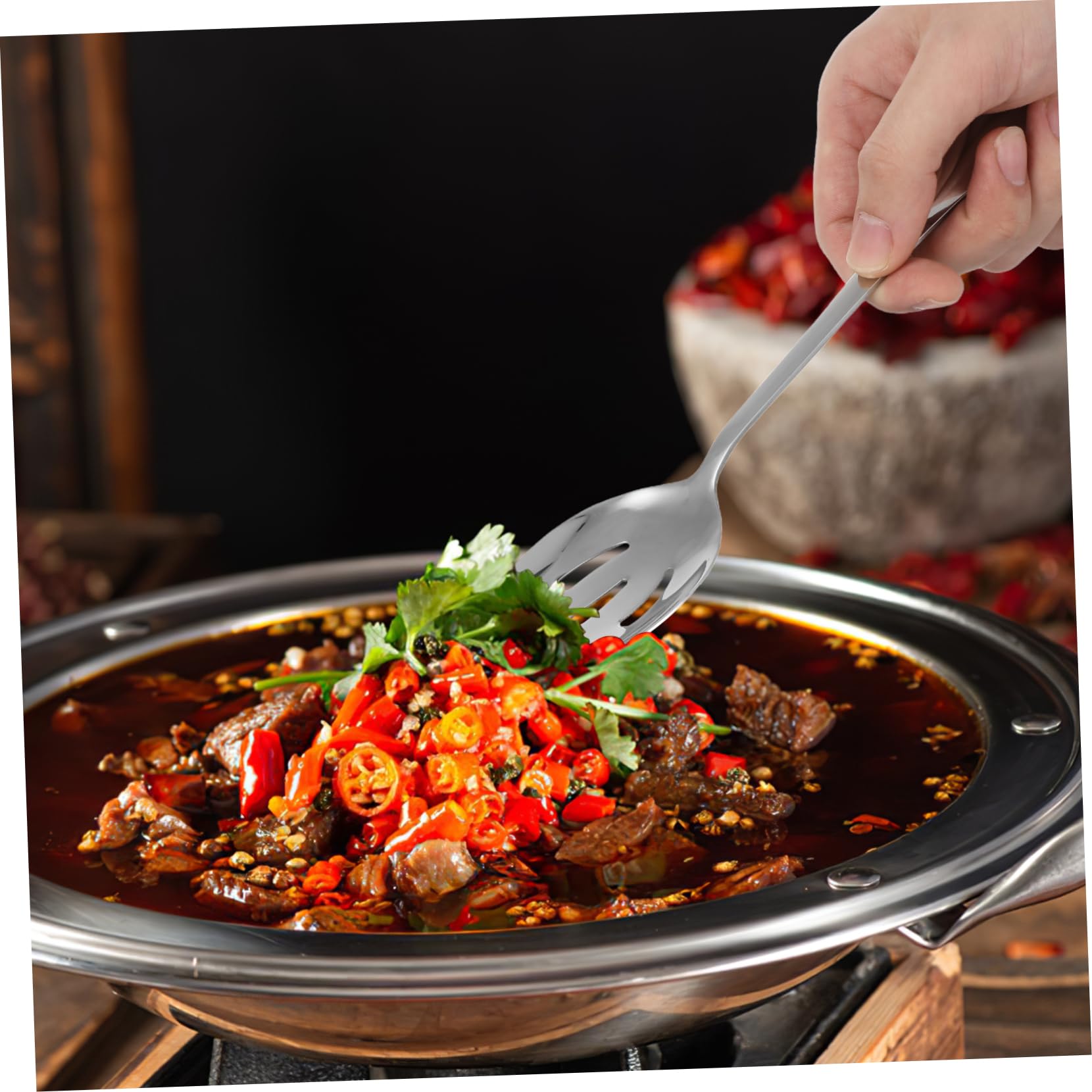 TOPBATHY Utensili da Cucina in Acciaio Inossidabile Cucchiaio da Servire Pinze Forchetta da Buffet di Posate per Insalata Catering Festa Cena Picnic Campeggio Tavolo