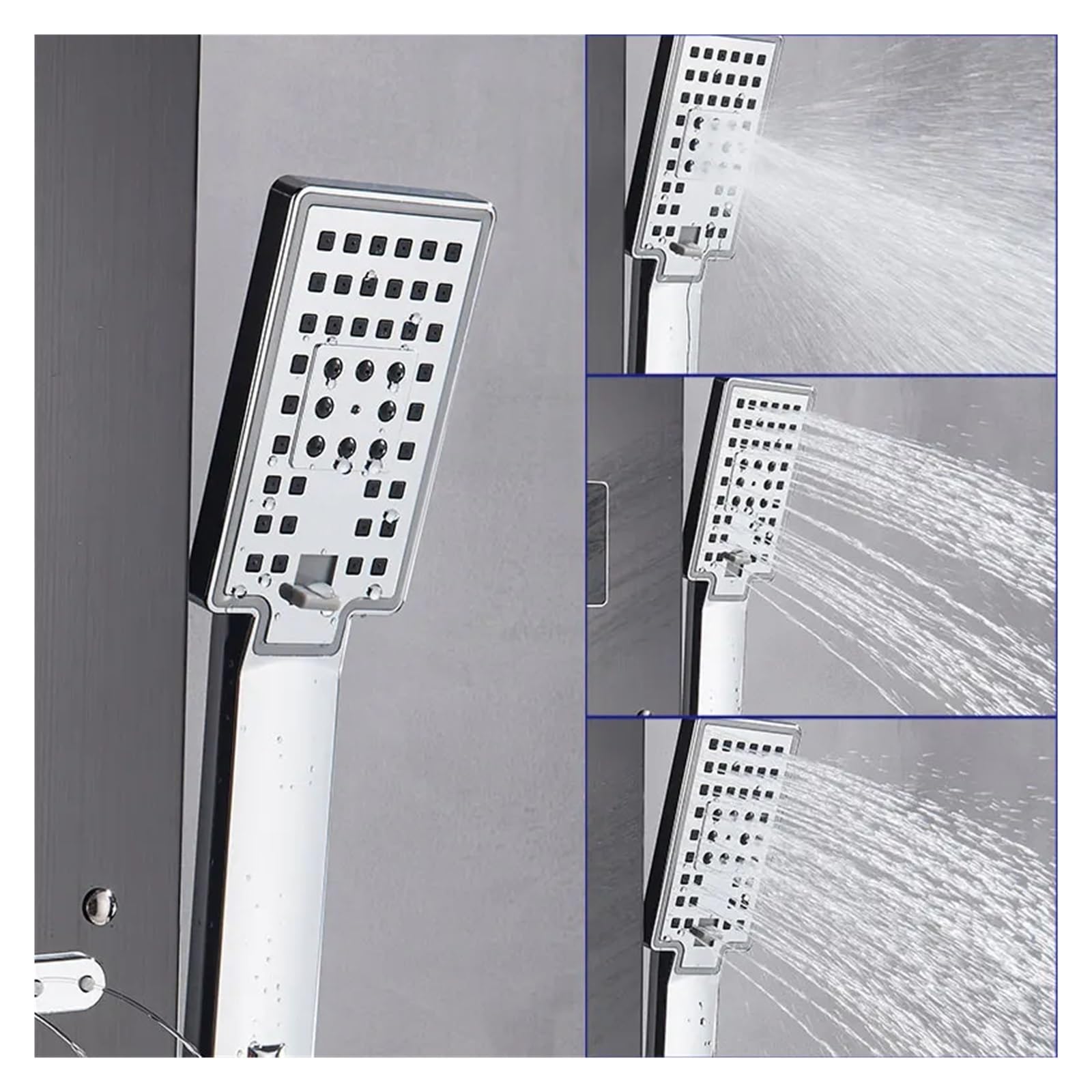 Sistemi di pinnello con pinnello da Doccia a LED Nero Spazzolato Nero di Lusso, Toccata per Massaggio Portatile schermata di visualizzazione Digitale, Kit Doccia