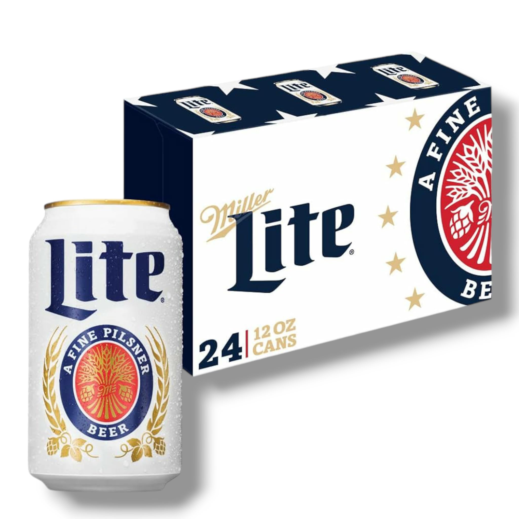Miller Lite 24 x355ml- Kalorienreduziertes Leichtbier als amerikanisches Pils mit 4,2% Vol.- Inkl. Haus der Biere Berlin Bierdeckel