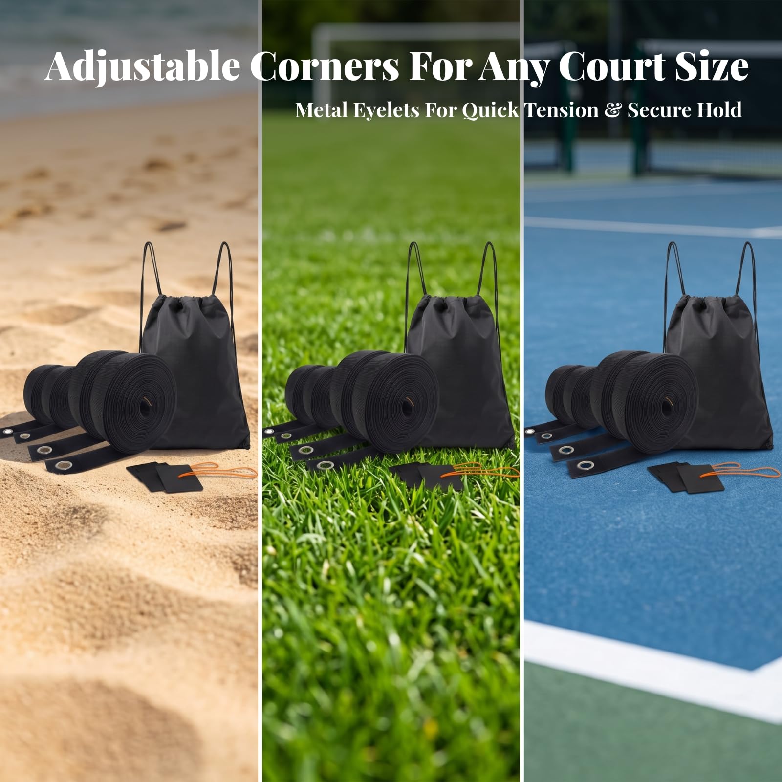 Kit Marcación Cancha Voleibol | Resistente, limitadora Voleibol, Ajustable, para Parque, Entrenadores