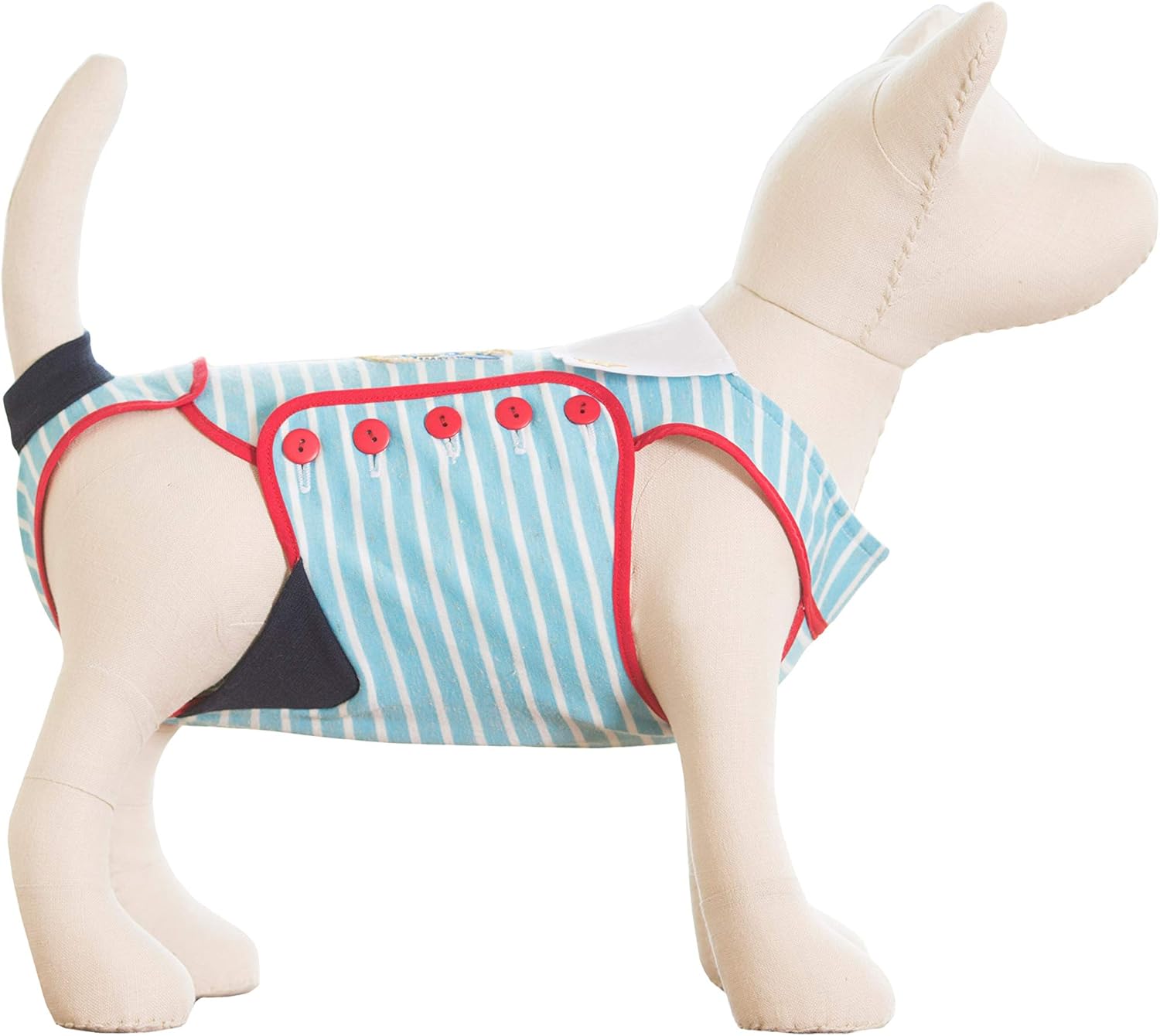 Anchors Aweigh! Designer Full Body Onesie Dog Diaper Created to Hygienically Absorb and Contain Urine (Small, Multi-Color)