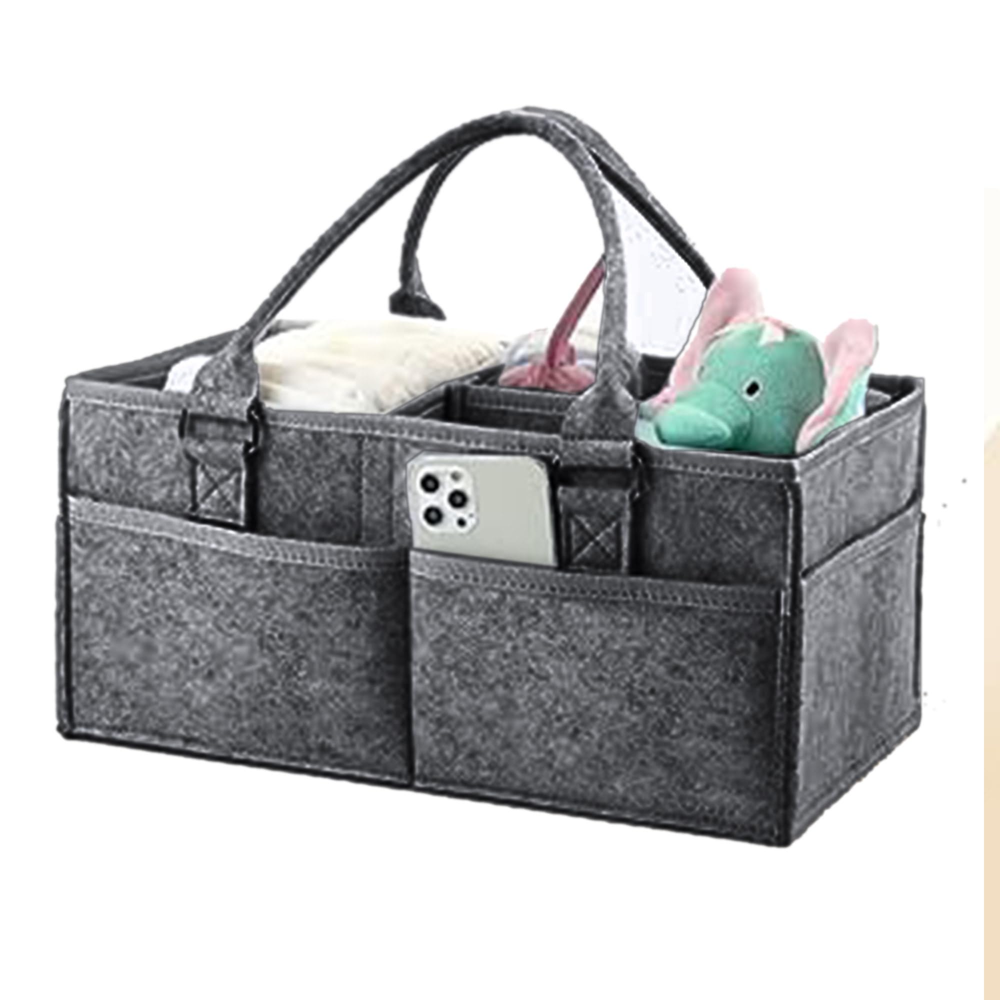 BabyMoon Baby Products Caddy Diaper Organiser Bag | Multifunctional Travel Diaper Backpack Baby Wipes Felt Storage, Nursery, Foldable and Portable | Black