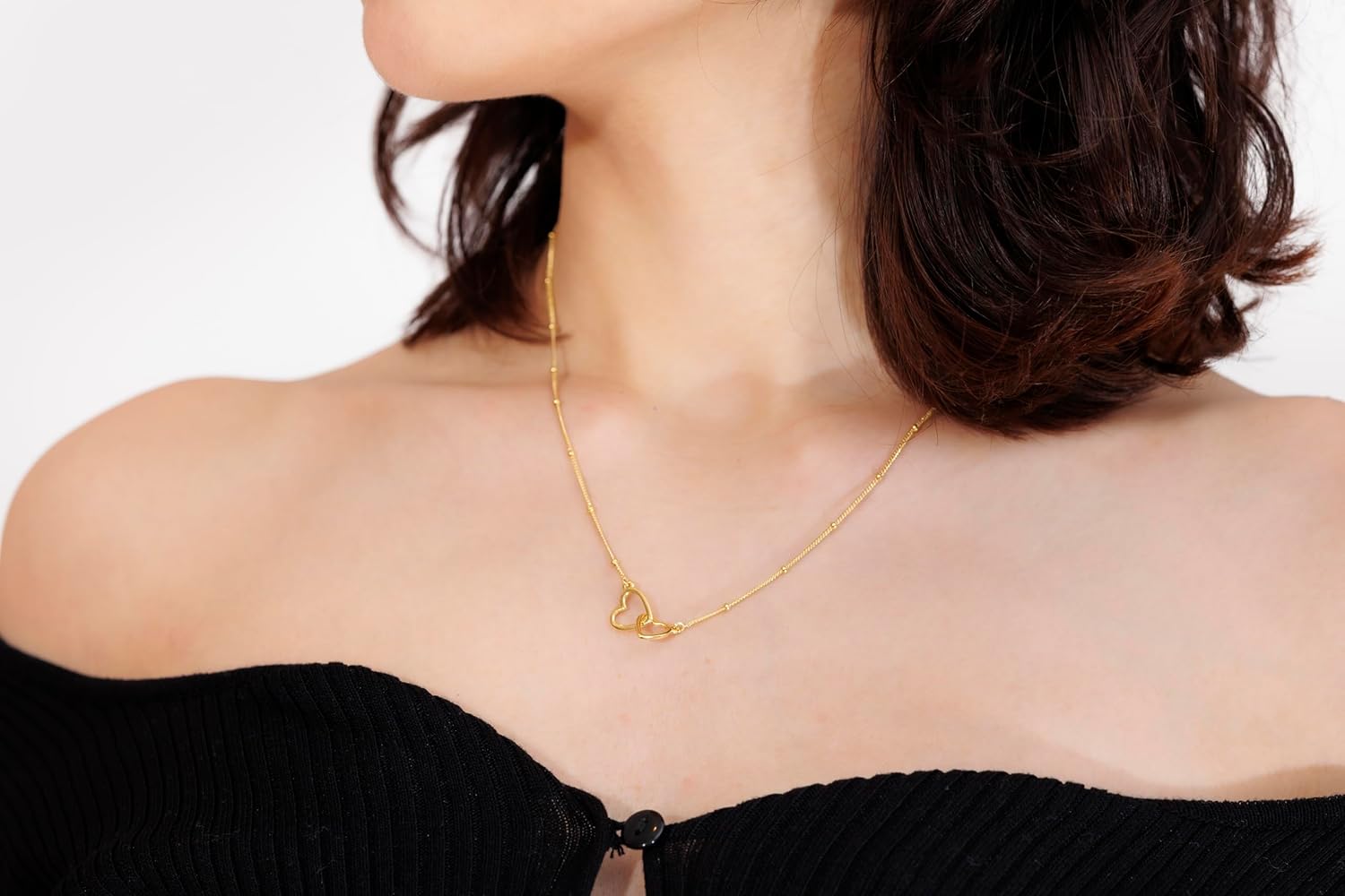 Heart Necklace Pendant Handmade 18k Gold Plated Dainty Gold Choker Necklace for Women Valentines Day Gifts for Her.