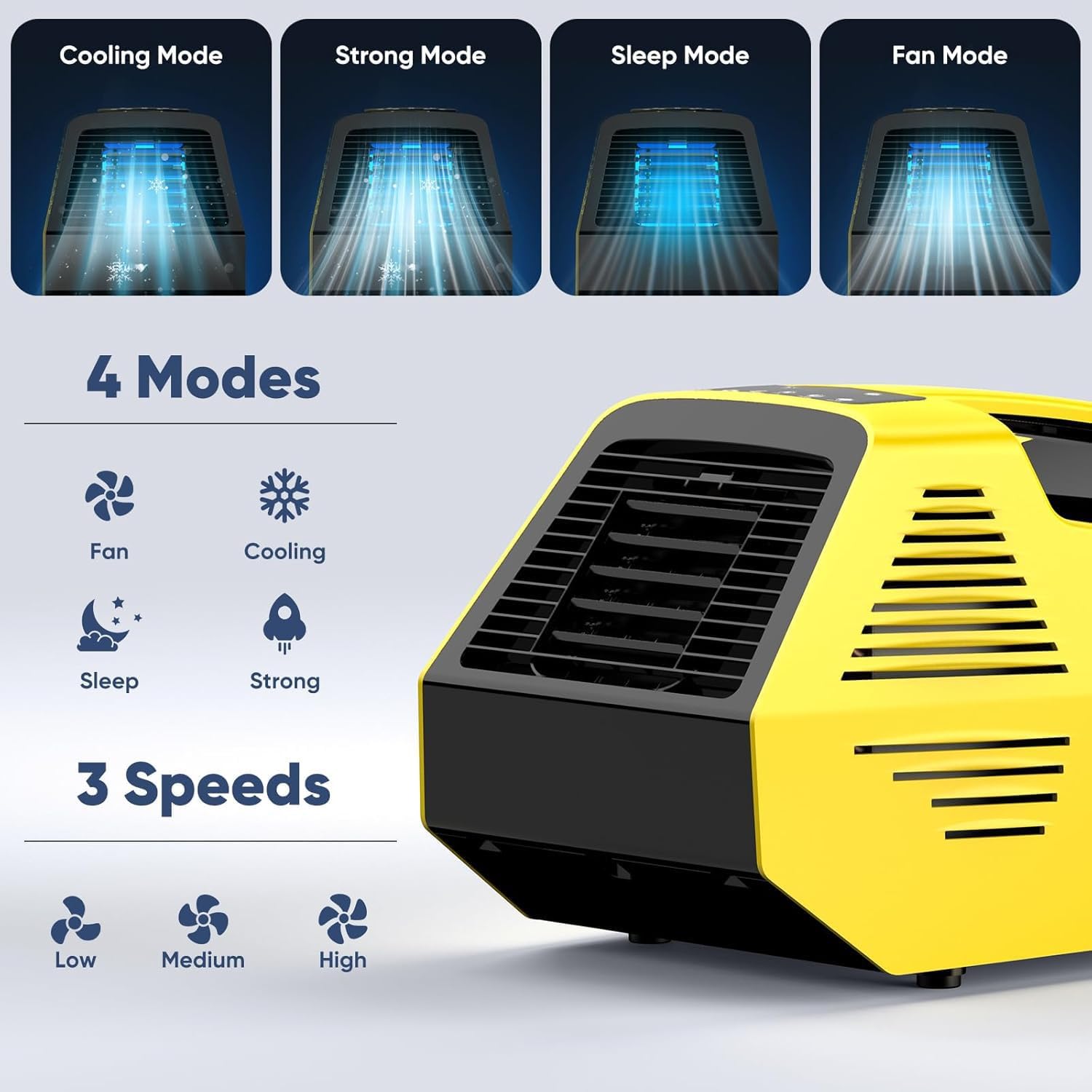 Portable Air Conditioner for Tents, 14Lbs Camping Air Conditioner with 4 Modes, Quiet Operation, 240W Low Power Consumption for RV, Car, Outdoor Use(Battery Not Included）