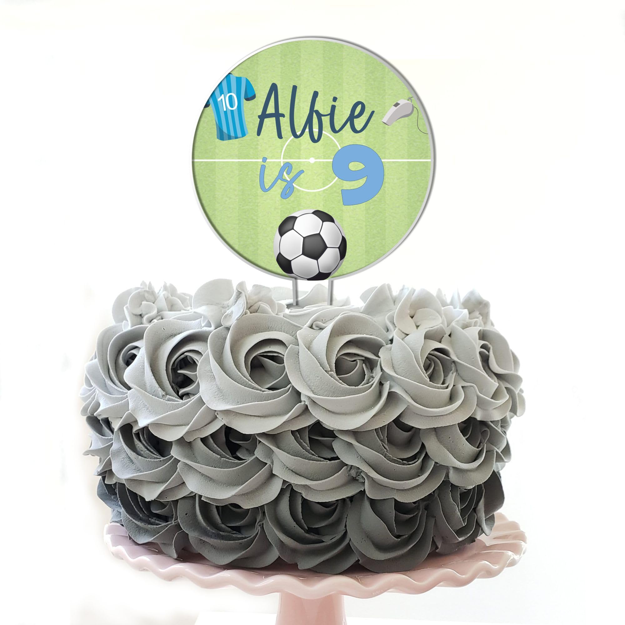 Personalised Football Birthday Cake Topper – Custom Name & Age – Acrylic Cake Decoration for Kids Party – Colourful Celebration Cake Accessory – Fun Footy Cake Decor for Children’s Birthday (Football)