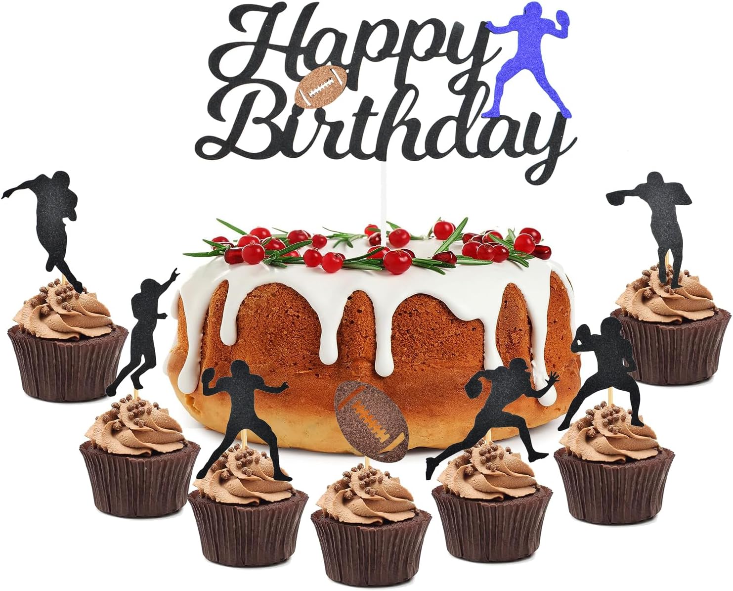 15 PCS American Football Cupcake Toppers Football Theme