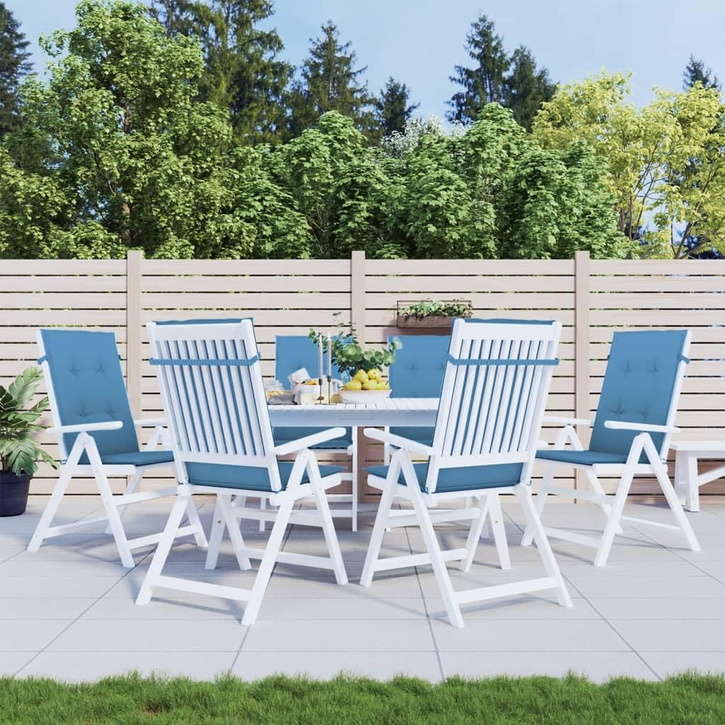 Hochlehner Auflagen 4 STK. Melange Blau 120x50x4 cm Stoff, Sitzauflage aus 100% Polyester, Schaumstofffaser Füllung, rutschfest, Outdoor Indoor, waschbar, für Gartenstuhl und Esszimmerstuhl