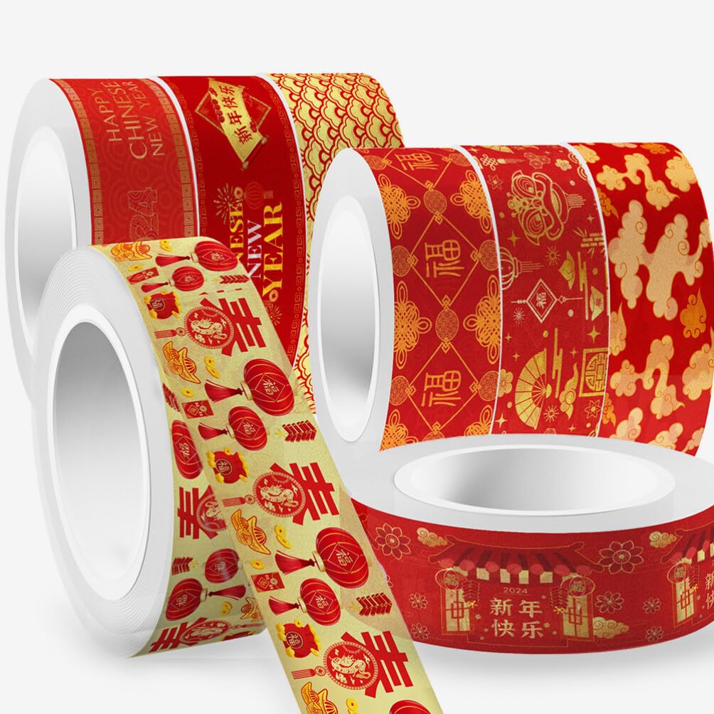 Amazon.co.jp: Sewroro 12ロール 中国 新しい 年 和紙 テープ 2024 年  