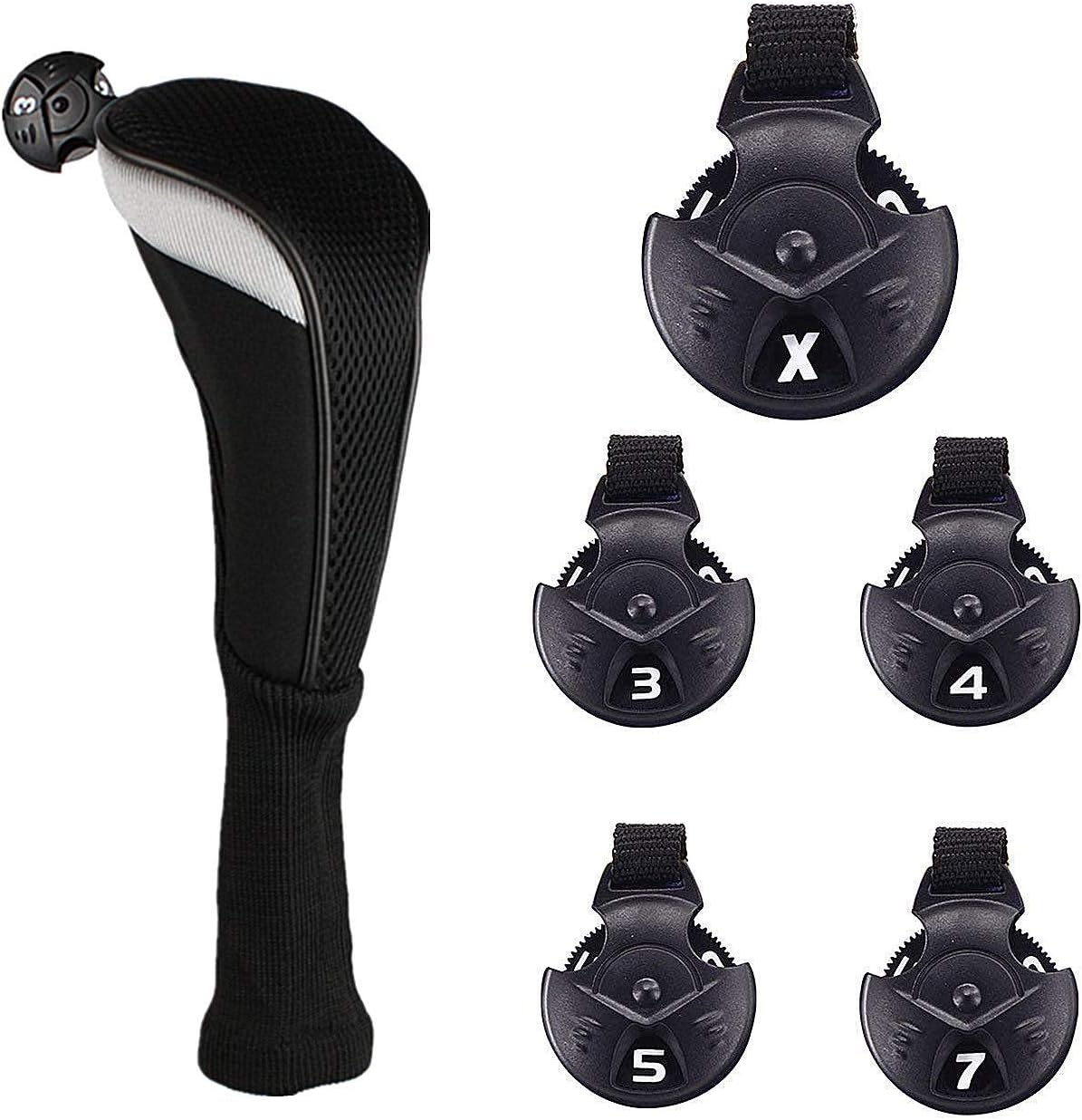 FINGER TEN Golf Club Head Covers Woods Driver Fairway Hybrid 3/4/5 Set, Headcovers Men 1 3 5 7 X Interchangeable Number Tag, Fit All Wood Clubs (Black--1 Driver&2 Fairway&2 Hybrid) : Sports & Outdoors