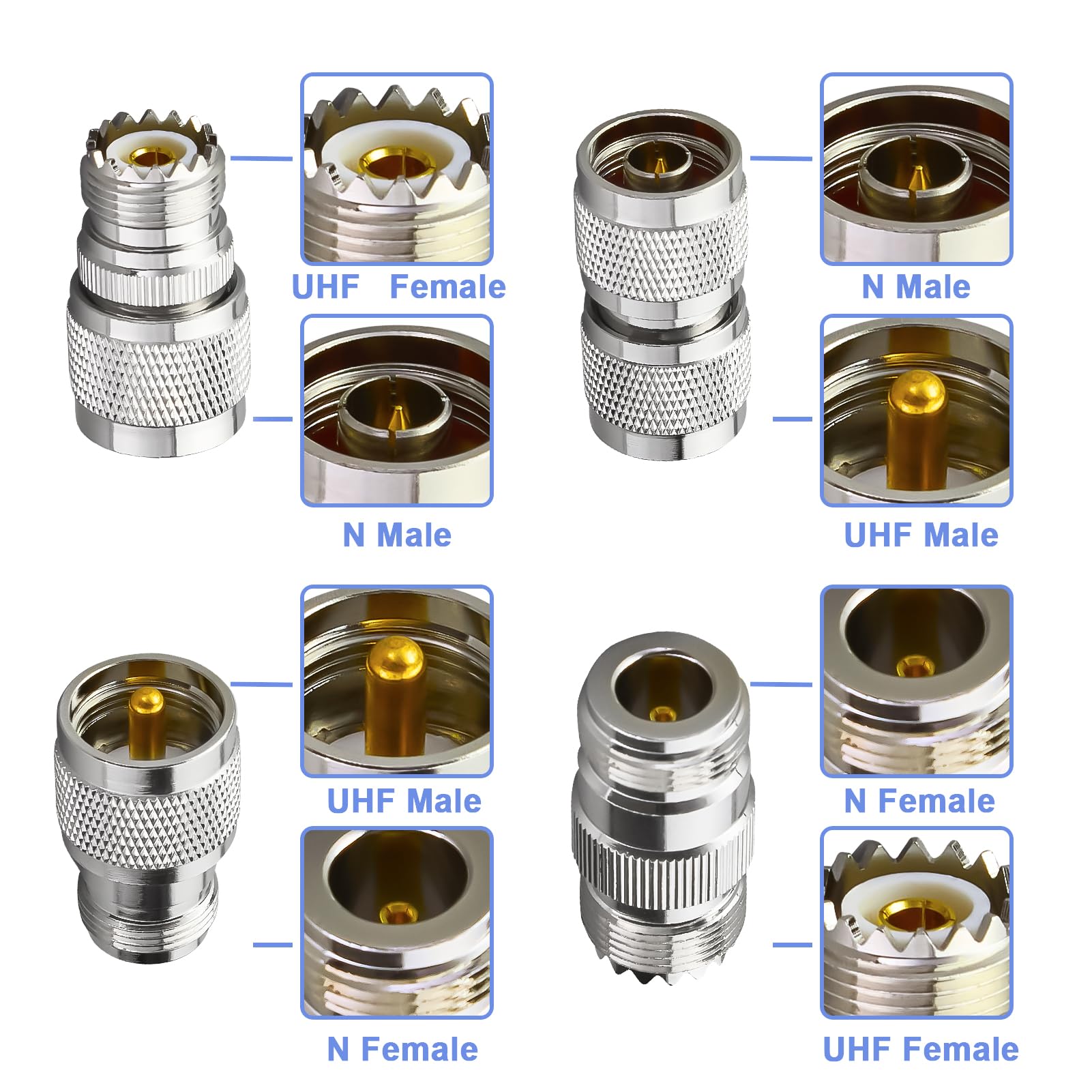 Adattatore Connettore 2pcs UHF PL259 Maschio A UHF SO239 Femmina Jack Convertitore Coassiale RF Push-on Scorrevole - Foto 2