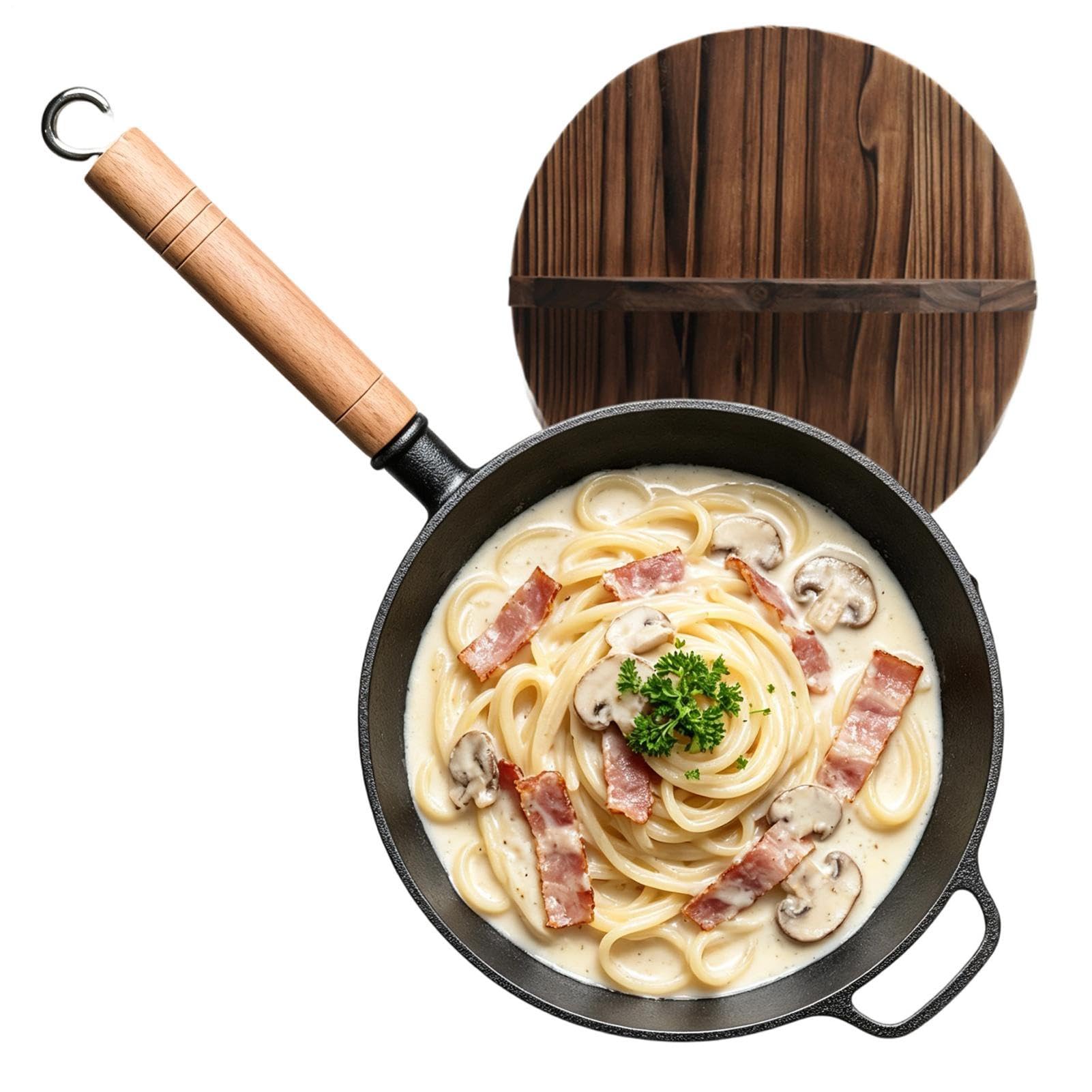 Sartén Hierro Fundido Con Tapa Antiadherente Con Mango De Madera Extraíble | Plancha Grill Cocina Para Hornear, Saltear, Tortillas, Pescado, Huevos, Panqueques, Bistecs, Cocina, Hogar, Camping