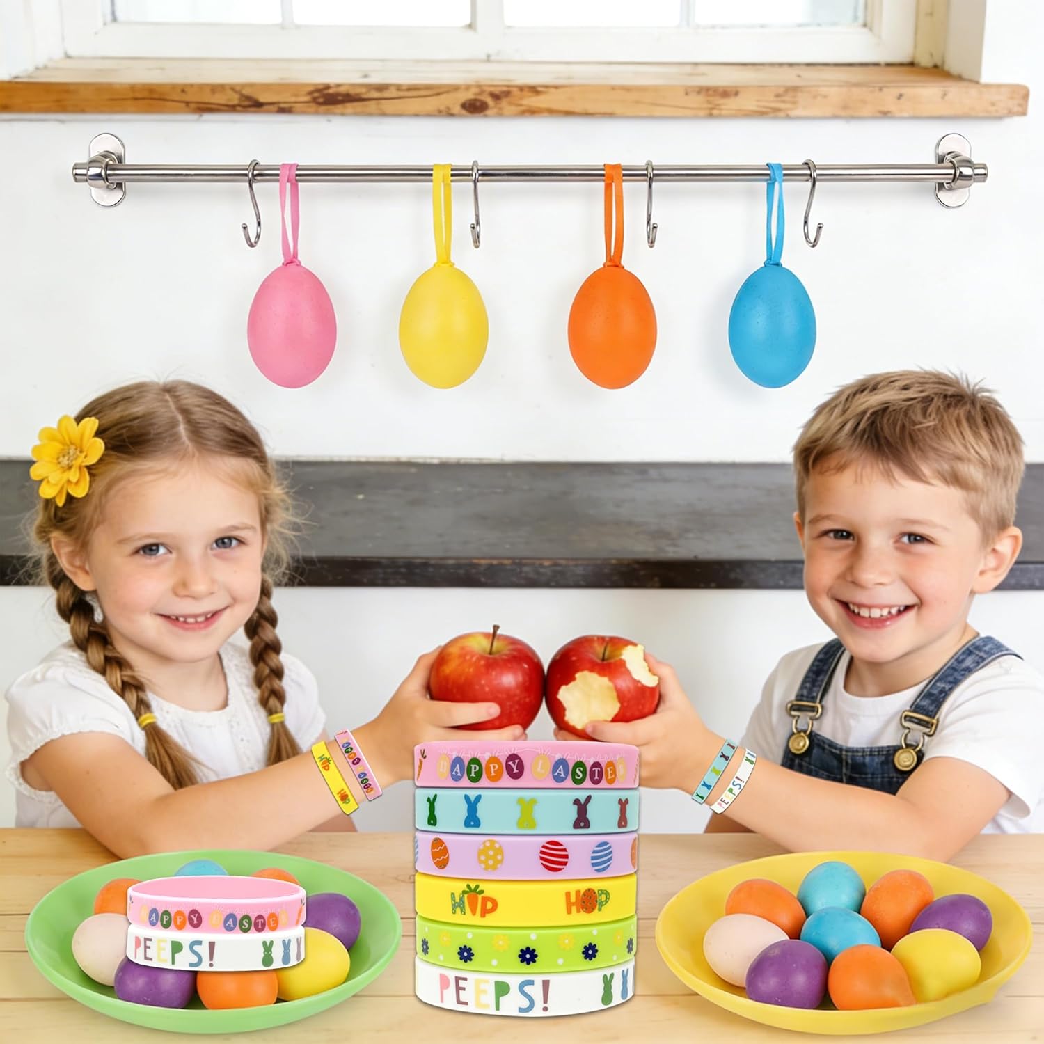 42PCS Easter Rubber Bracelets Silicone Wristbands for Easter Basket Stuffers Egg Fillers Party Favors Supplies