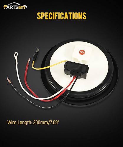 Miniatura 4 de Partsam Juego de 2 luces traseras redondas rojas de 4 pulgadas y luces de respaldo blancas, 19 diodos con ojales de goma y coletas de cable de 3