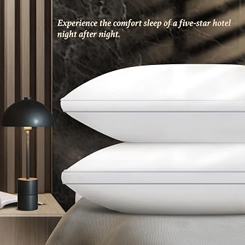 Soft Standard Size Bed Pillows Set of 2 - Hotel Collection Bed Pillow for Sleeping, Comfortable Down Alternative Pillows with Ergonomic Support for Back & Side Sleepers, Bedroom Pillow Pair
