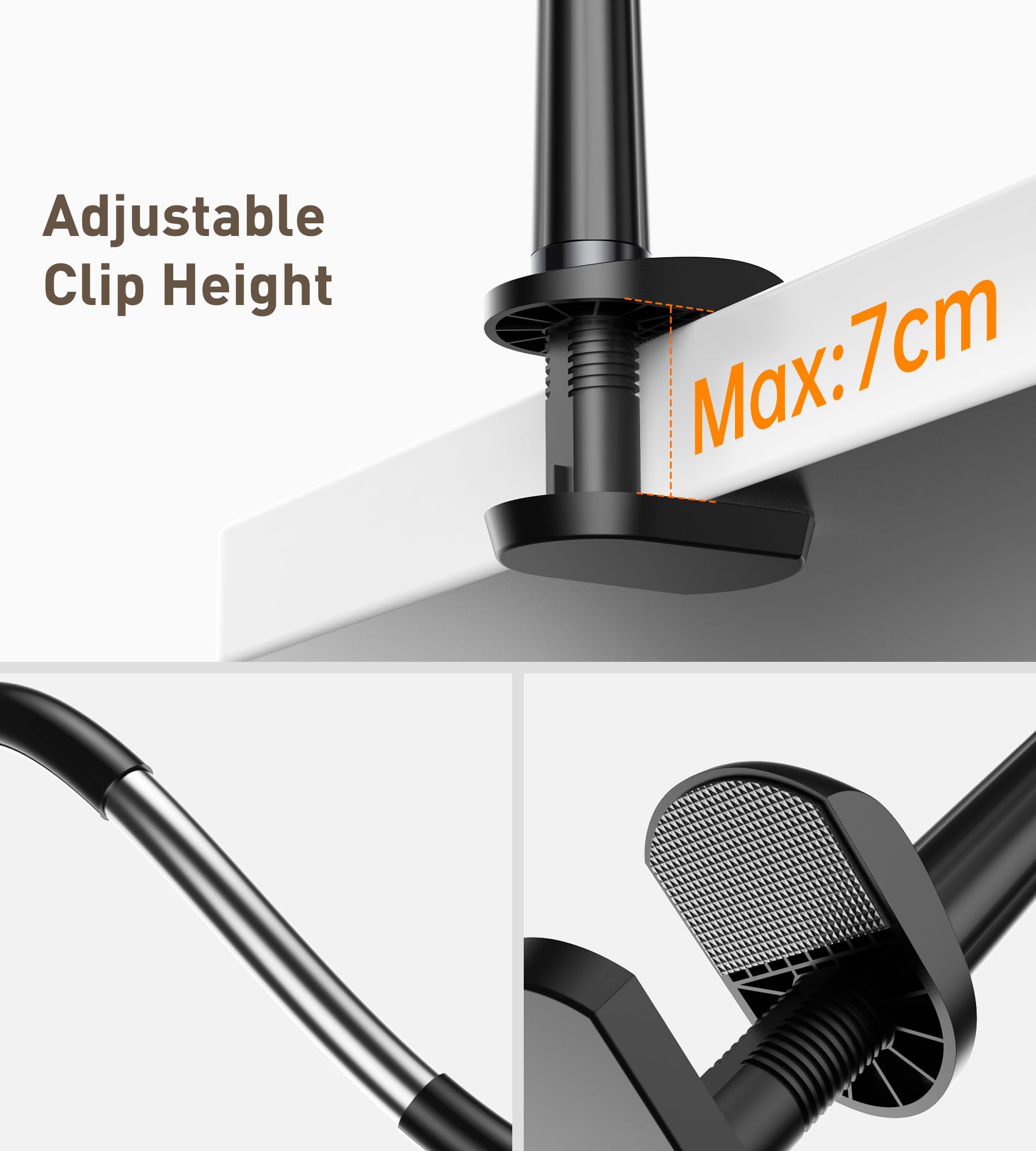Support Téléphone Lit Réglable Pivotant 360° Col de Cygne Mag-Safe avec Anneaux Métal pour iPhone 17 16 15 14 13 12 Pro Max Plus