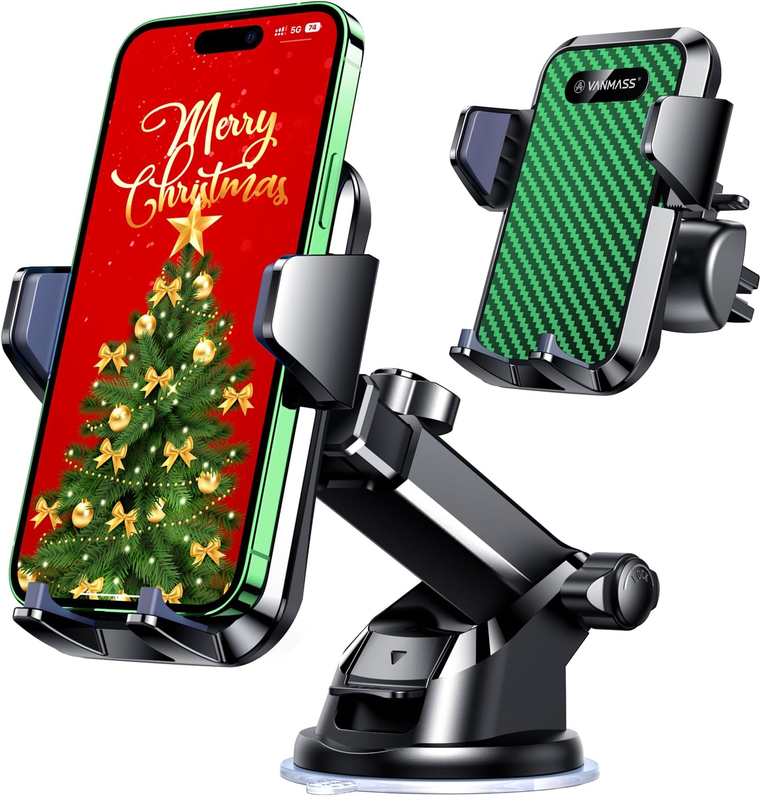 VANMASSCar Phone Holder 2024 BEST【65+ LBS Strongest Suction & Military-Grade】 Ultimate Mobile Phone Mount【Patent & Safety Certs】 Dashboard Windscreen Vent Cradle Van for iPhone 15 14 Pro Max Samsung