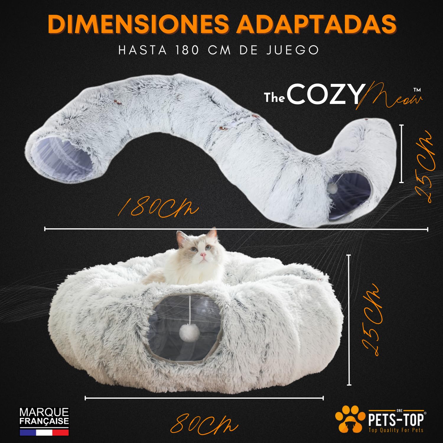One PETS-TOP Tunel para Gatos Plegable con Juguetes - Ideal para Interior y Exterior - Diversión y Ejercicio - Tubos y Túneles de Juego para Gato y Conejos - Tunel Gatos Exterior Grande