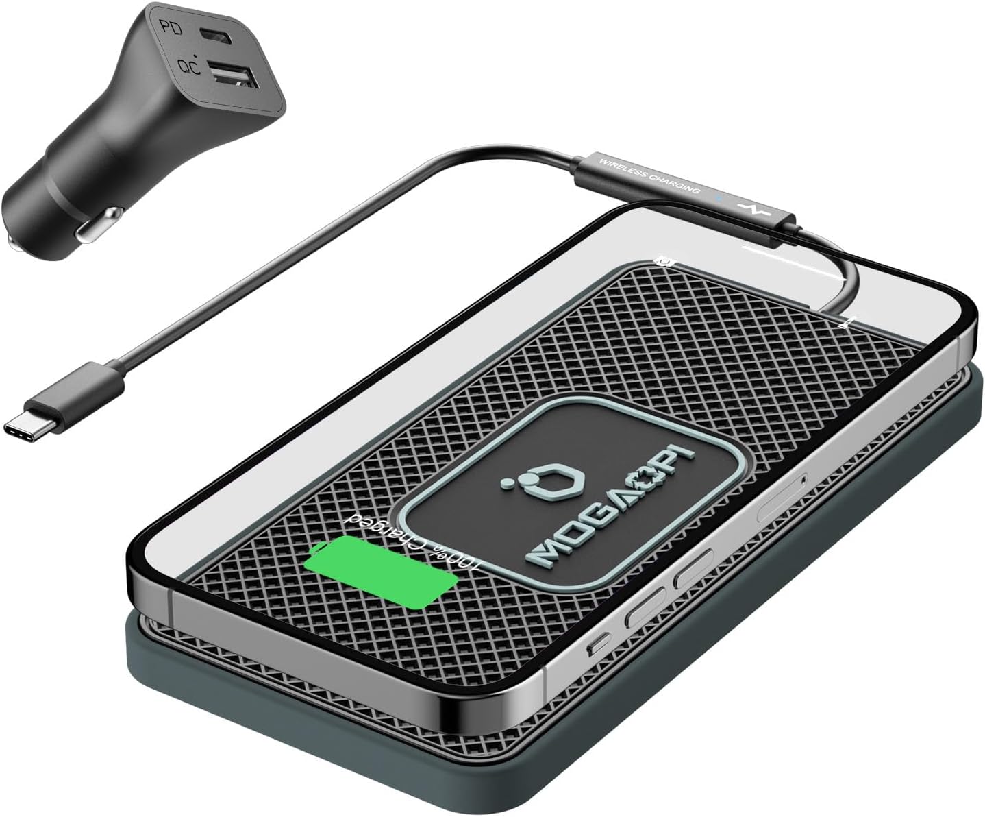 Wireless Charging Pad for Car, MOGAOPI 15W Type C Wireless Charger Car, PD20W Fast Car Charger Compatible with iPhone 16 Pro Max/15 Plus/14/13/12 AirPods Pro Samsung S23/S22/21 (30 cm Cable) Wireless Charging Pad for Car, MOGAOPI 15W Type C Wireless Charger Car, PD20W Fast Car Charger Compatible with iPhone 16 Pro Max/15 Plus/14/13/12 AirPods Pro Samsung S23/S22/21 (30 cm Cable)
