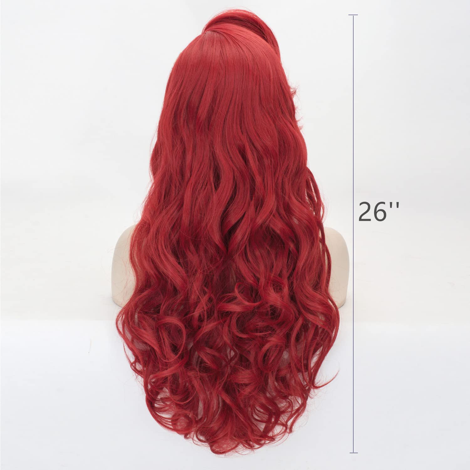 Wiggy Mermaid Wig + Starfish Hairpin Women Red Long Curly Wavy Cosplay Wigs Heat Resistant with Bangs Cap for Halloween Party Costume - Image 6