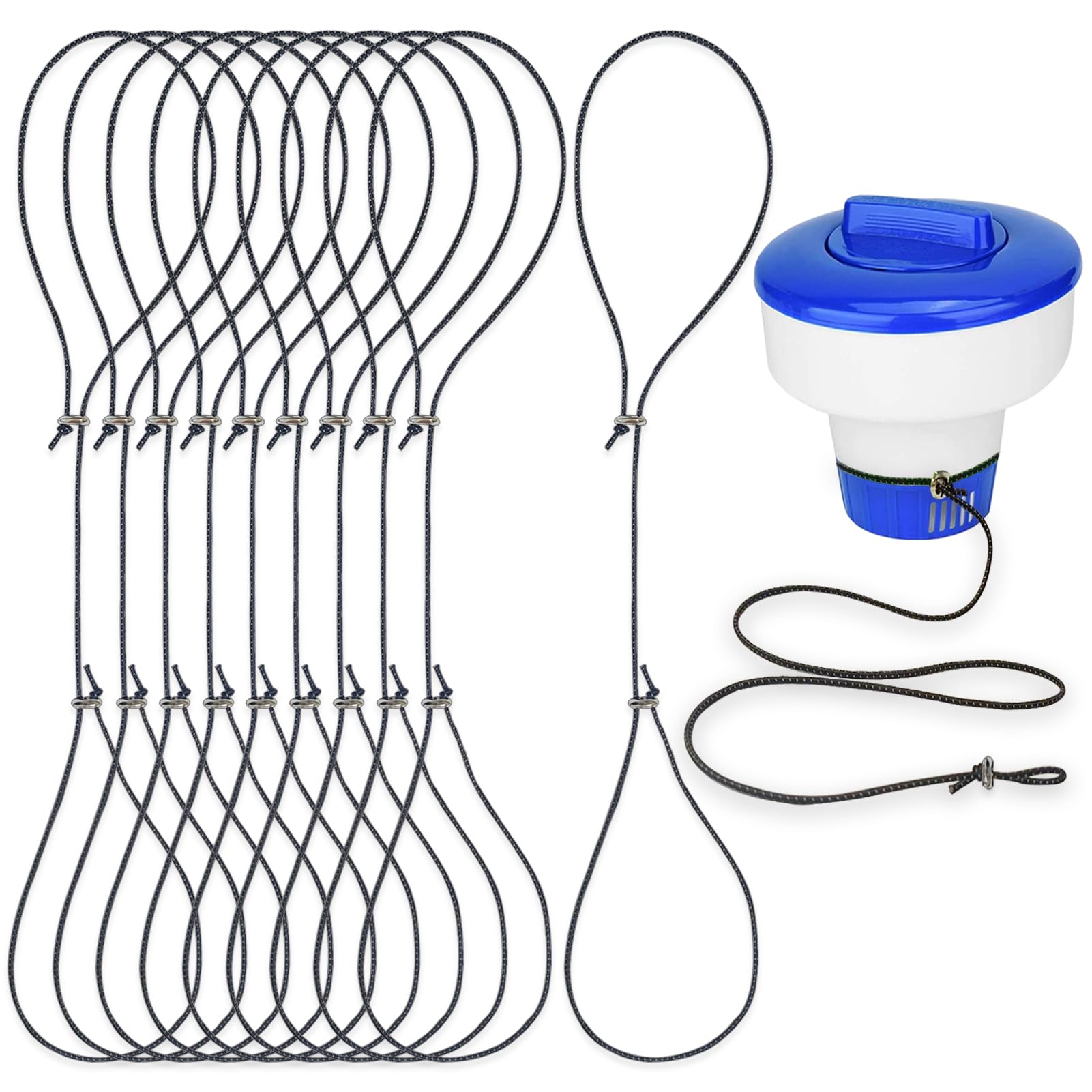 Photo 1 of 10pcs Pool Chlorine Floater Leash, Tether Floating Chlorine Dispenser Float Tether Leash to Pool Vacuum Hose for Protect Pool Chlorine Float from Collision Damage