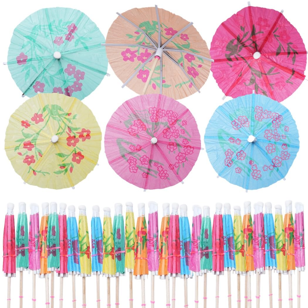 1000 tropikalnych parasoli do napojów, 10 cm mini papierowe kostki koktajlowe, różne kolory, dekoracyjne wykałaczki na imprezy i pikniki