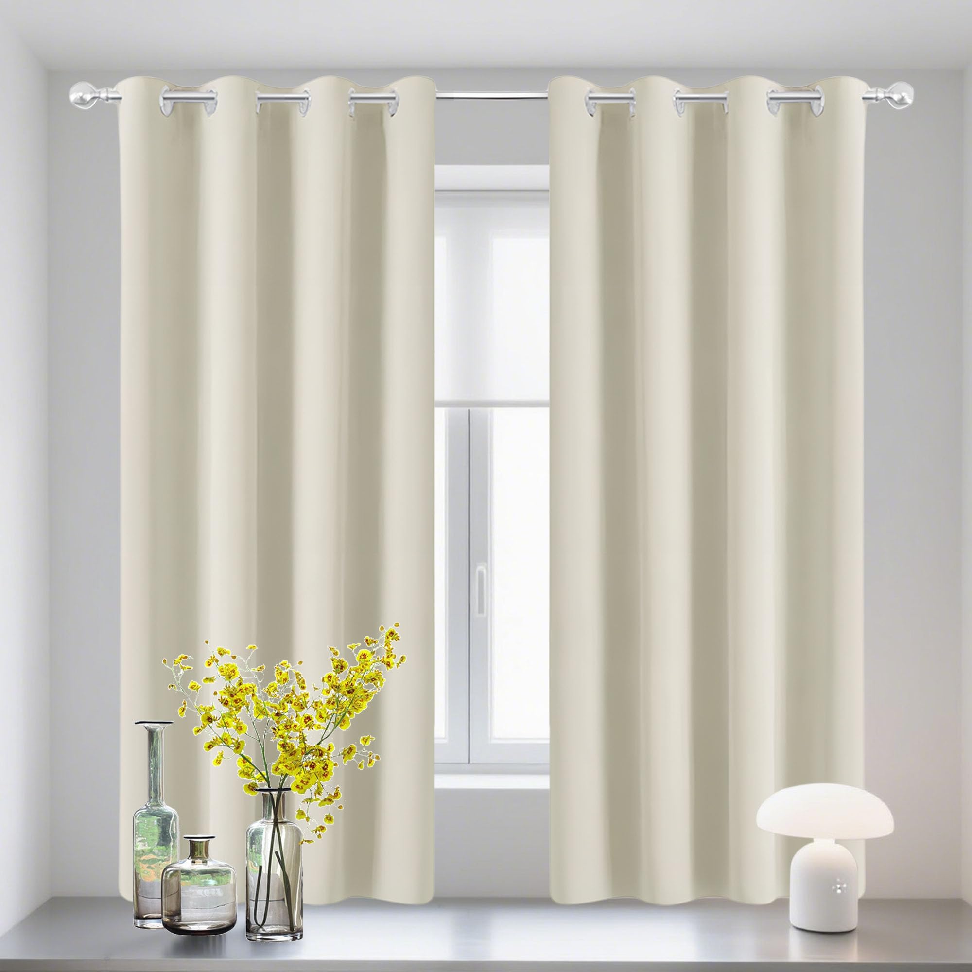 Rideaux thermiques isolant contre le froid et la chaleur pour salon beige