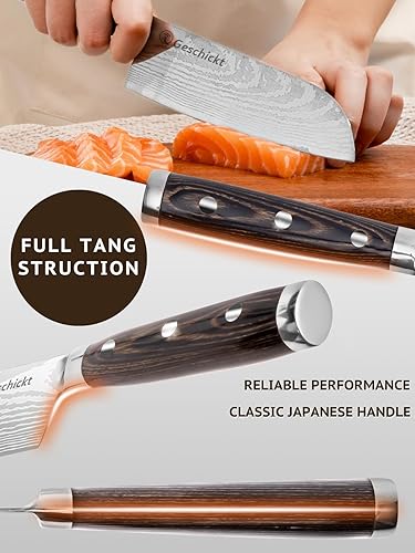 Miniatura 3 de Santoku - Cuchillo de cocina de 7 pulgadas, cuchillo de chef ultra afilado, forjado de acero inoxidable de alto carbono de precisión, mango de