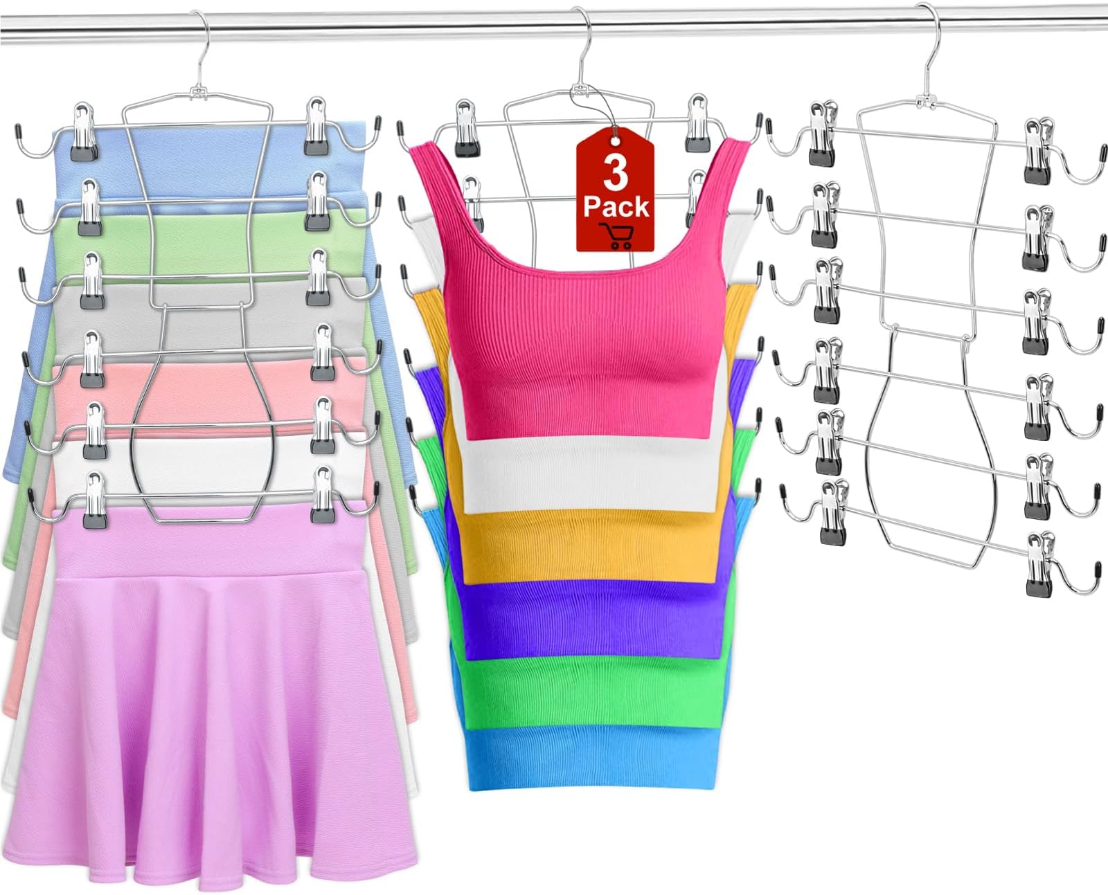 GallFould 4 Pack Pants Hangers Space Saving 5 Tier Wooden