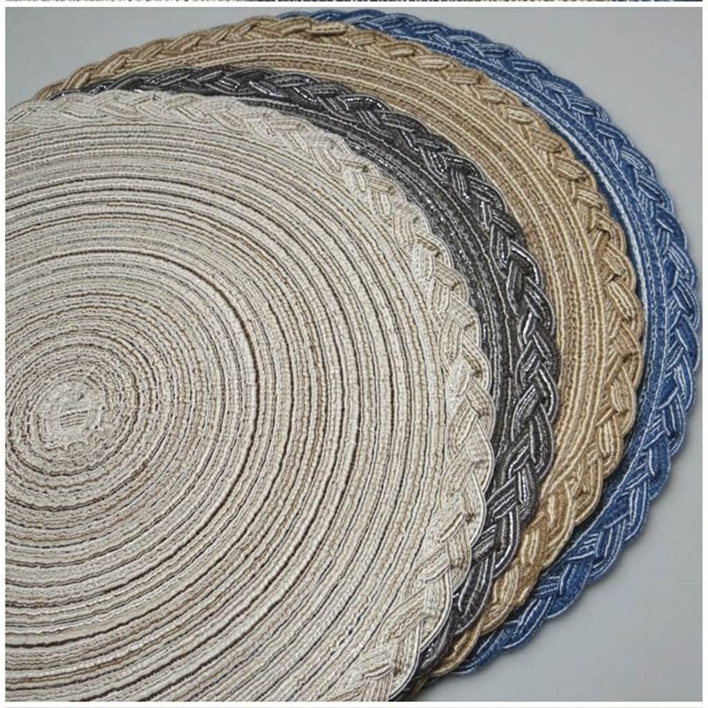 6 Pcs Table Place Mats Coasters Table Mats Heat Insulation Round Western Placemats Decoration Accessories(Black)
