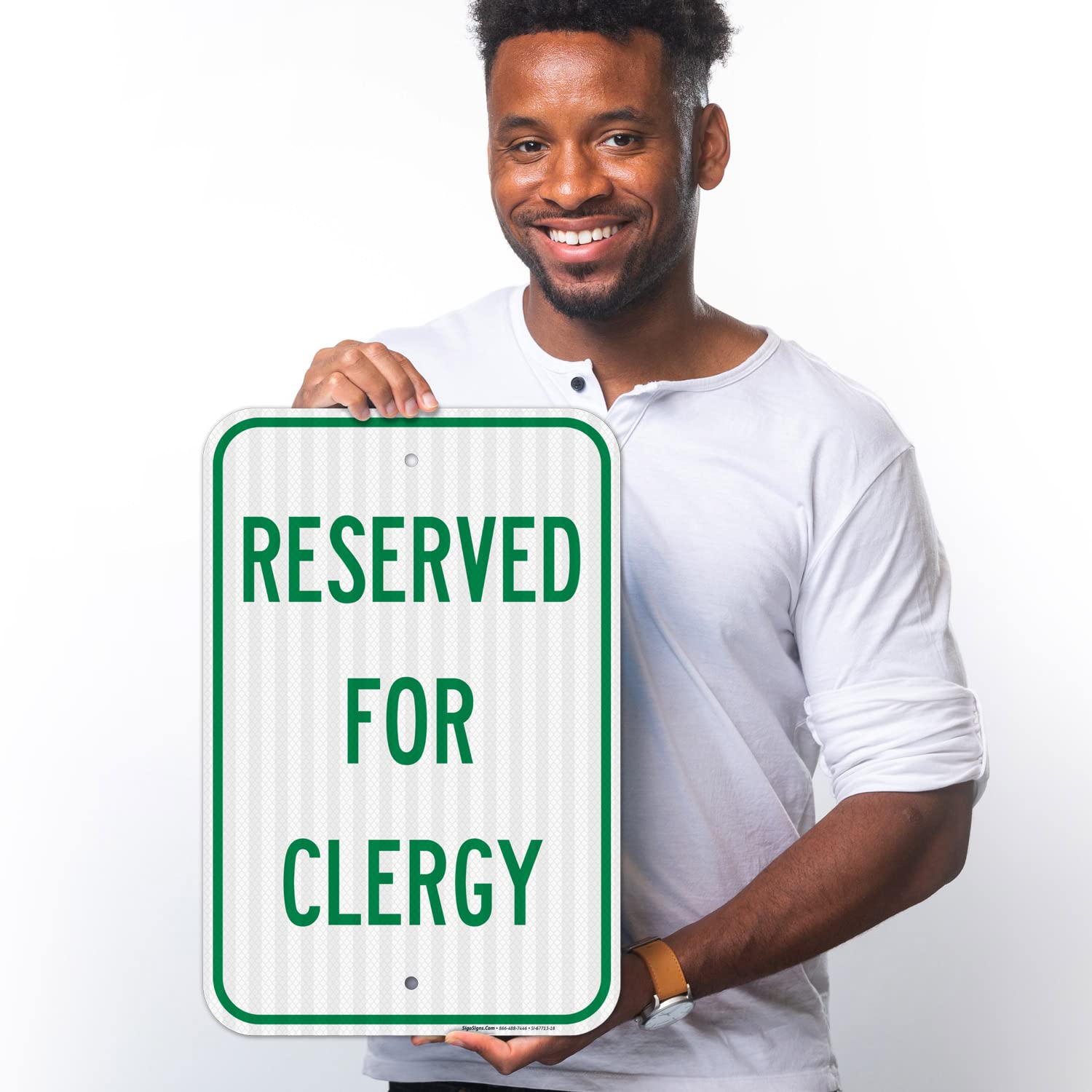Reserved for Clergy Sign, 12x18 Inches, 3M EGP Reflective .063 Aluminum, Fade Resistant, Made in USA