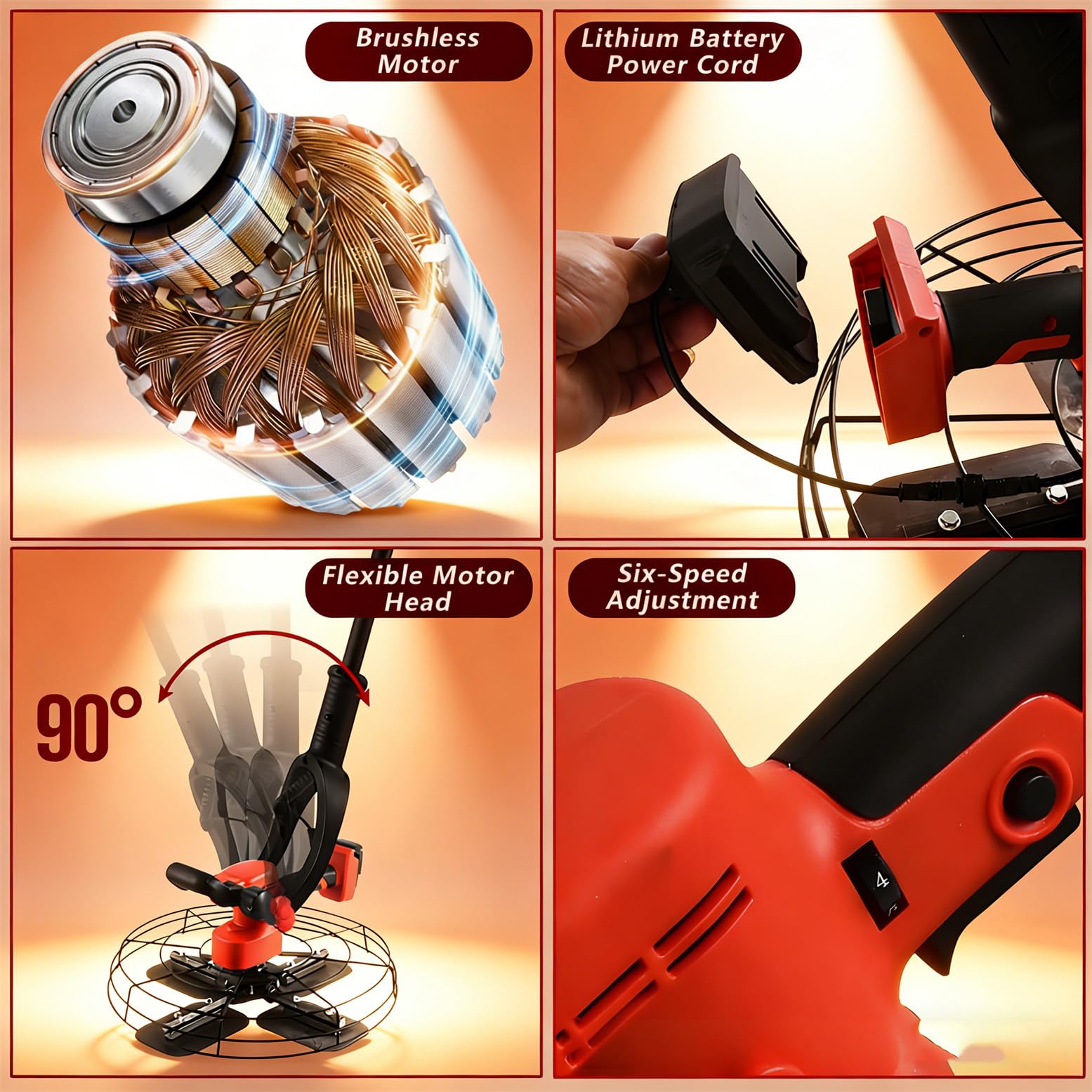 Intonacatrice Elettrica, Levigatrice Manuale Professionale, Intonacatrice Regolabile 40-300 RPM, Frattazzatrice Elettrica a Batteria per Calcestruzzo 20000mah