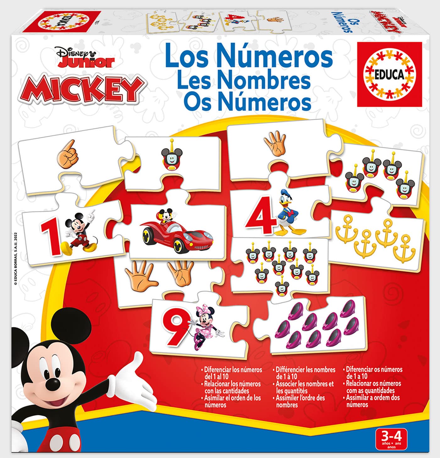 Educa - Numbers with Mickey, with this Lace Set, the smallest will become familiar with the numbers from 1 to 10 and relate the numbers with quantities, Starting from 3 years (19327) The Forest Stewardship Council