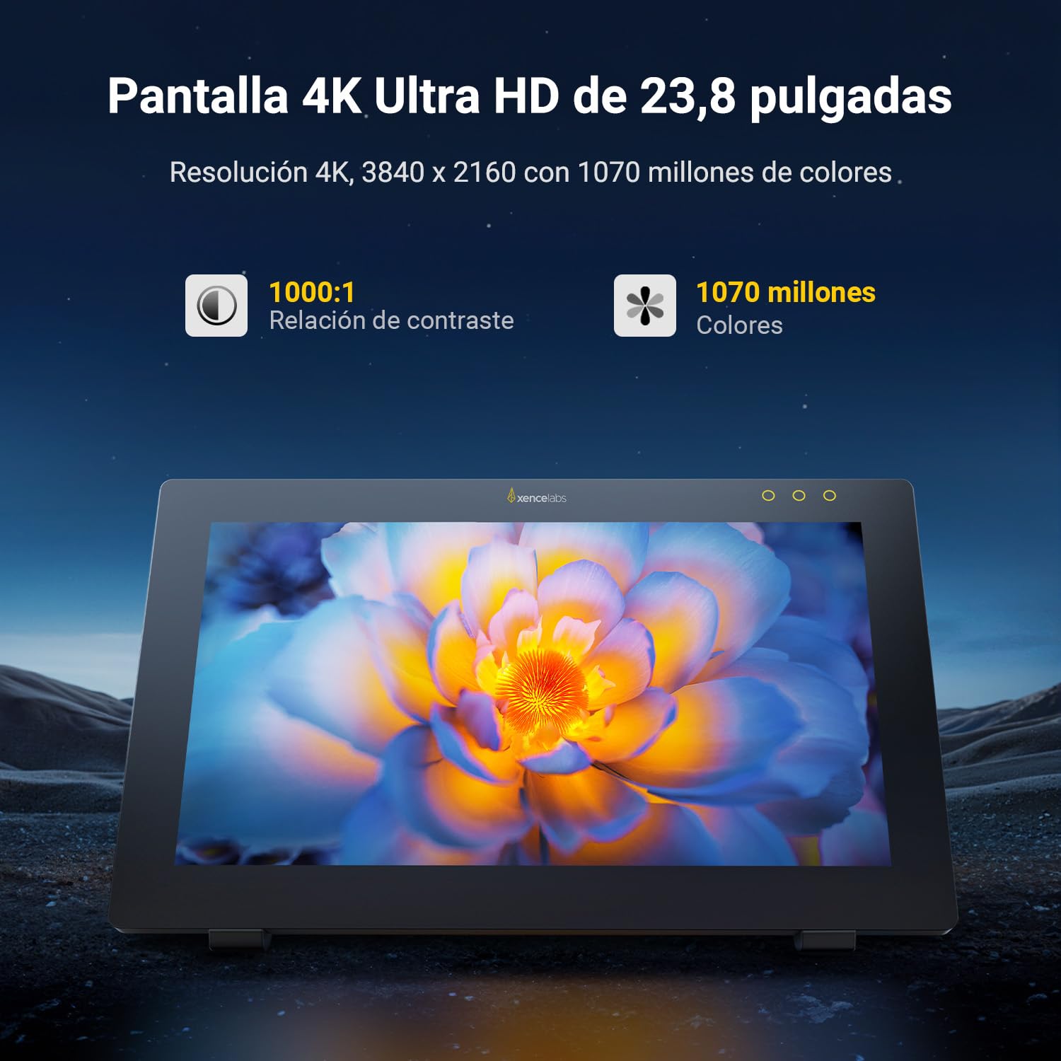 Xencelabs Pen Display 24 Tableta Gráfica con Pantalla 4K Monitor de Dibujo 99% Adobe RGB Tableta de Pantalla con Quick Keys 2 Plumas sin Batería Compatible con Windows-Arm/Windows/Mac/Linux