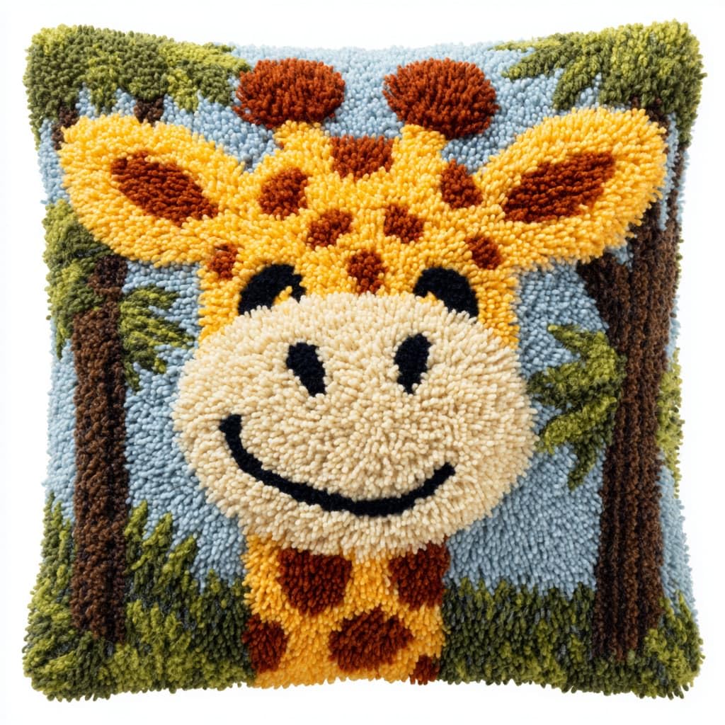 WallustrioaW Latch Hook Cushion Kit for Adults,Animal Giraffe