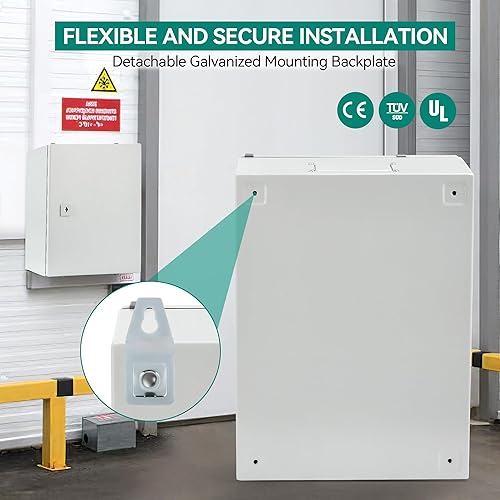 Miniatura 5 de YITAHOME Caja eléctrica NEMA 4X, 20×16×10 '' Caja eléctrica al aire libre certificada UL, IP66 resistente al agua a prueba de polvo, acero laminado