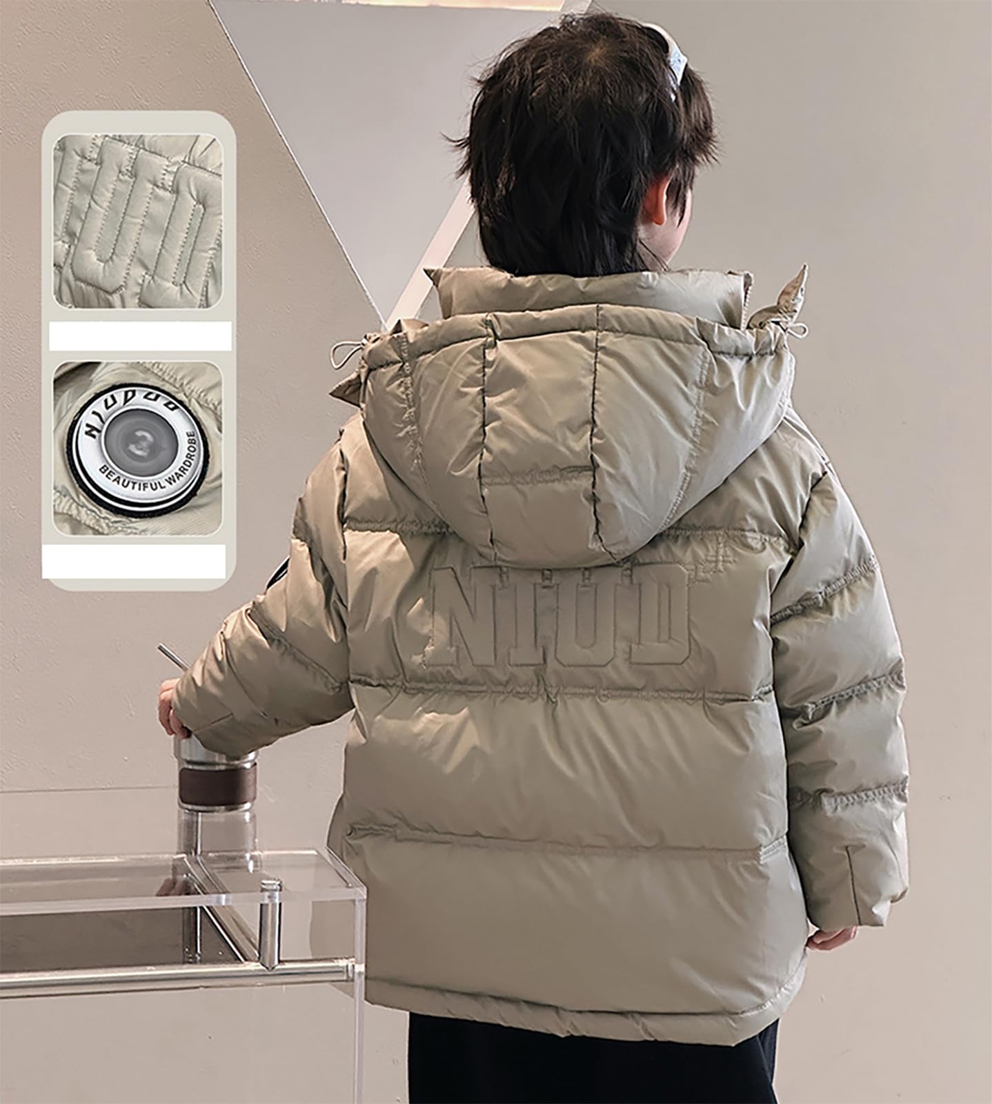 Piumino per bambini e ragazzi Cappotto con cappuccio invernale Giacca Calda Abbigliamento per 4-15 Anni