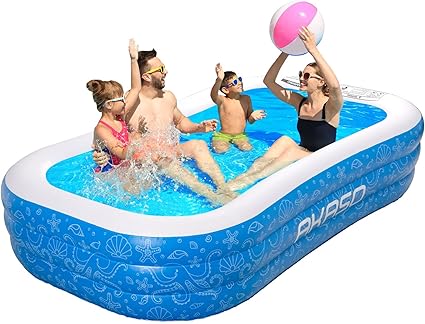 Amazon Co Jp Akaso プール 大型 家庭用 2 4m ビニールプール 子供用プール 大容量 水遊び スイミング ３つ気室 折り畳み式 収納便利 安全無毒 耐摩擦 耐高温 子供用 夏対応 ファミリープール おもちゃ