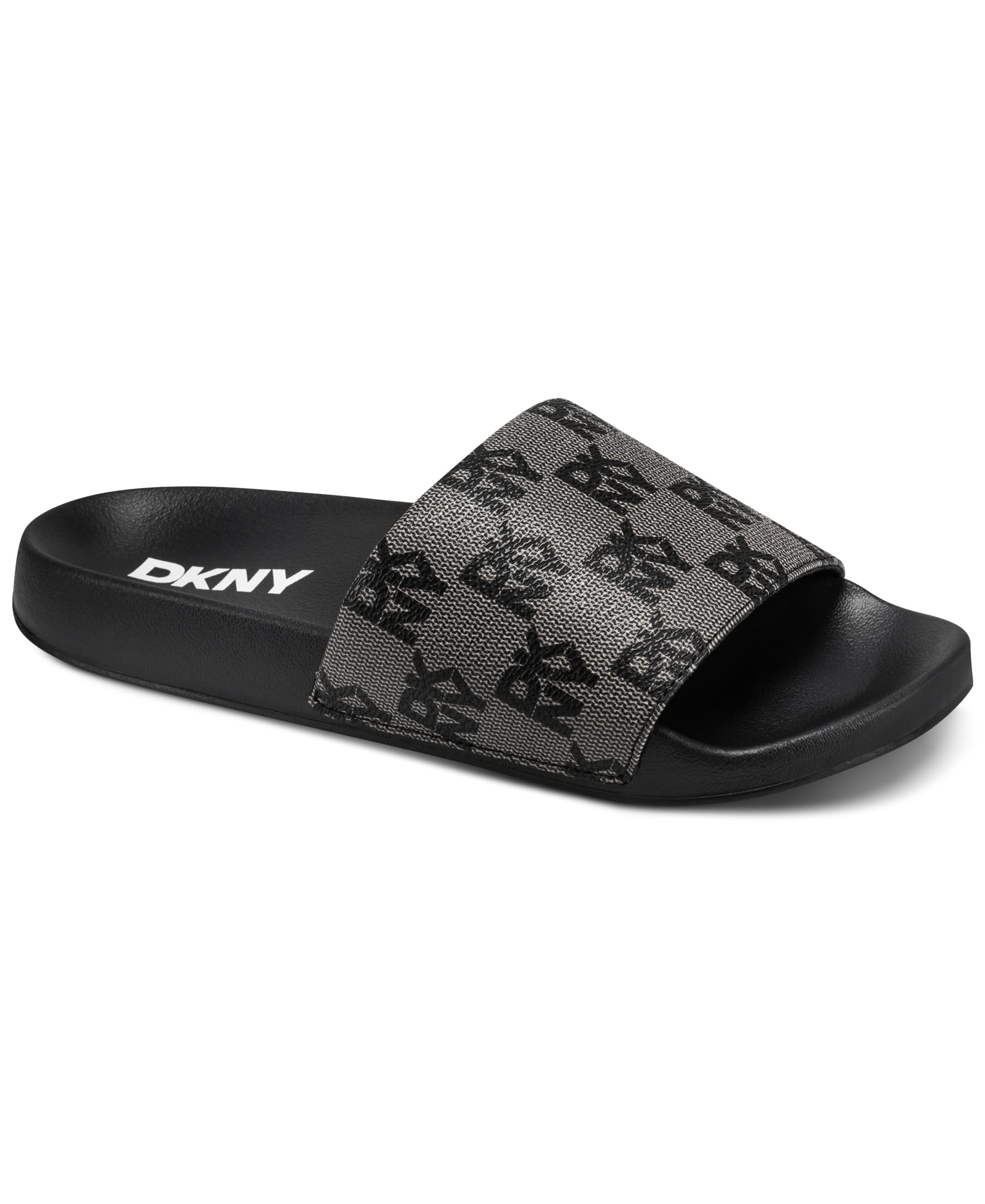 DKNY Women's Zella-Flat 15 mm Slide Sandal, Black, 35 EU