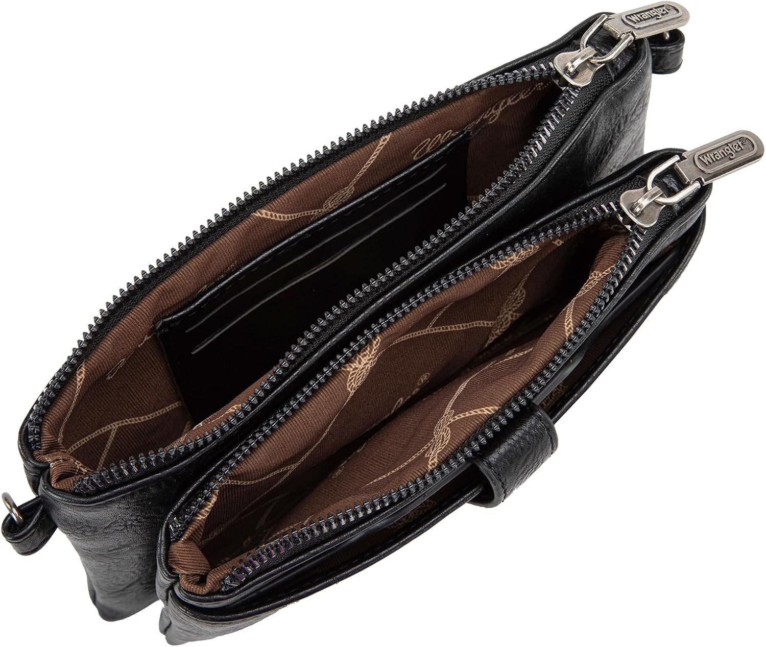 Wrangler Crossbody Wallet Purses Multi-function Card Holder Small Purse with Double Zipper - Image 5